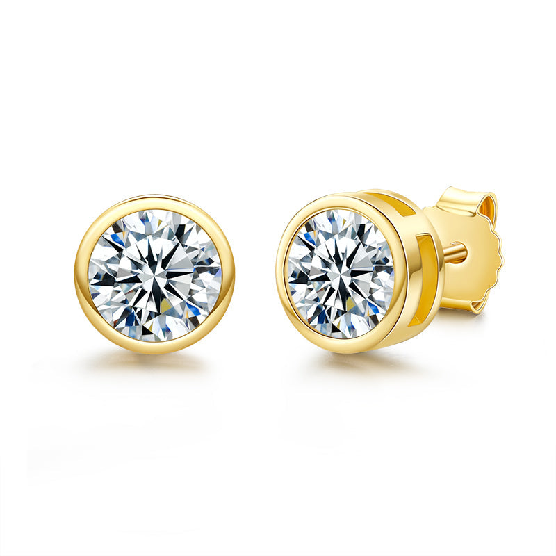 Moissanite Bezel Set Stud Earrings