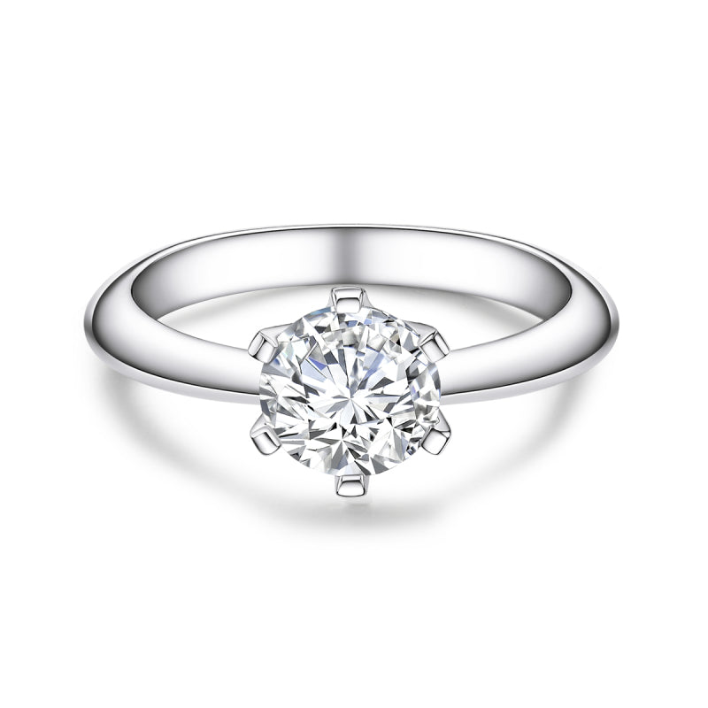 6 prong set Moissanite Thick Band Ring