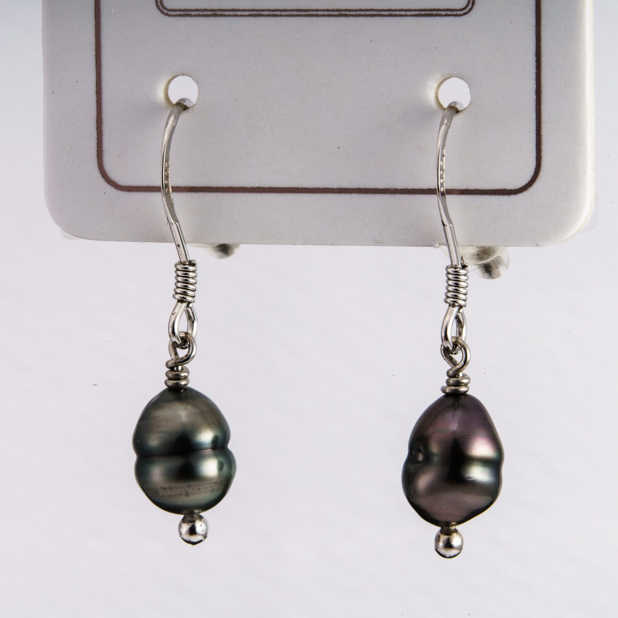 Keshi tahitian pearl earrings dangle 6mm 925 sterling silver rhodium