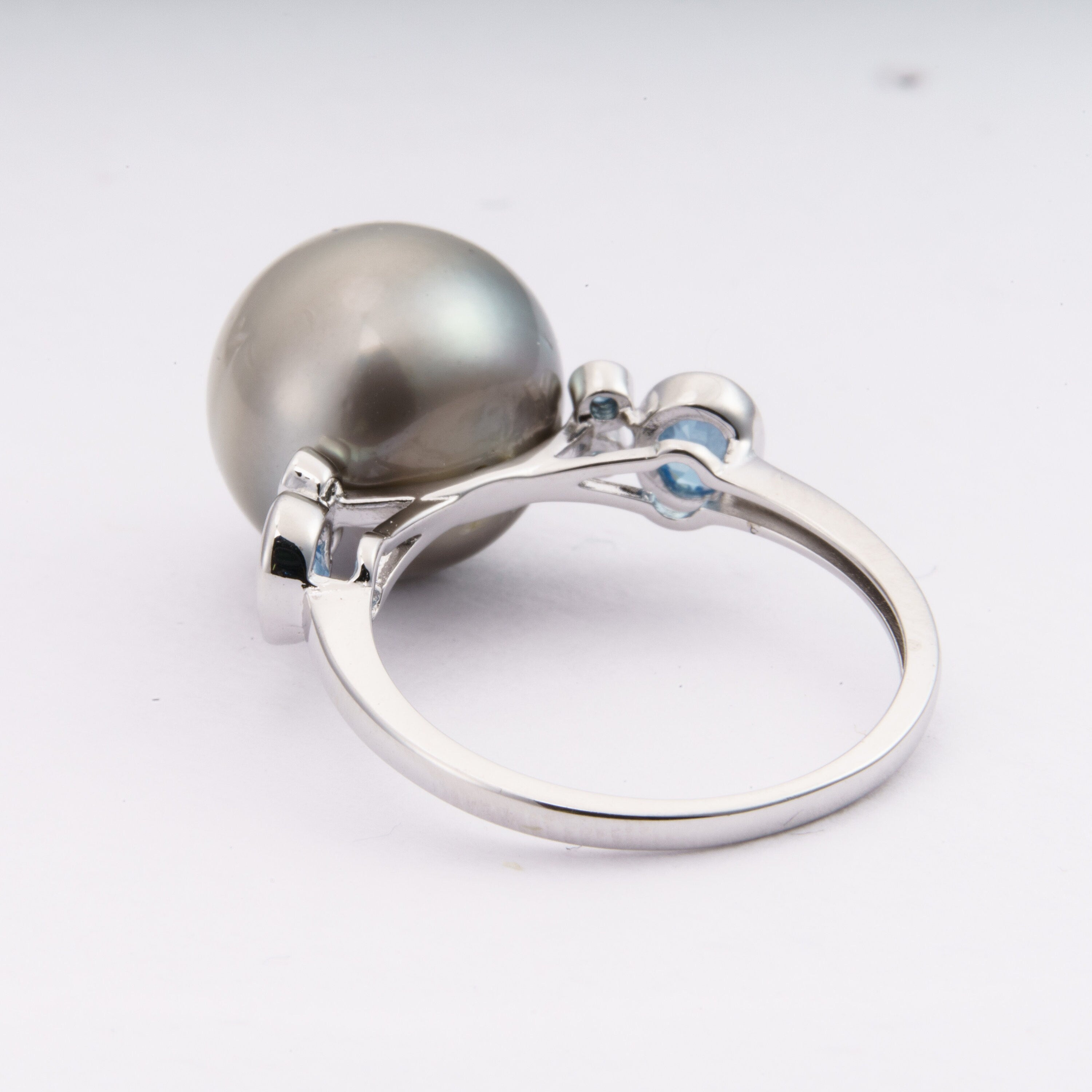 11mm tahitian pearl ring, size 5.5 us, 925 sterling silver with cubic zirconia