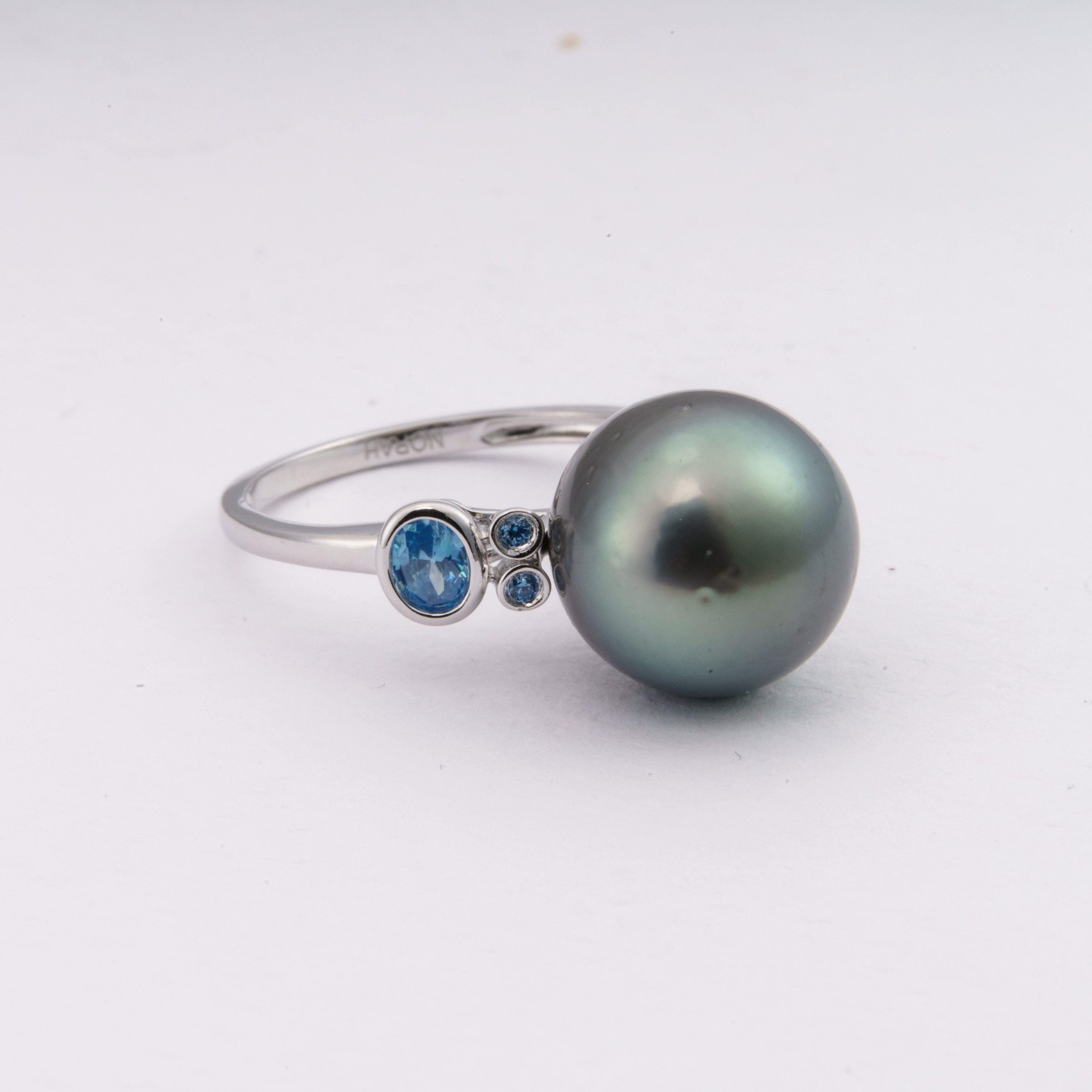 11mm tahitian pearl ring, size 5.5 us, 925 sterling silver with cubic zirconia