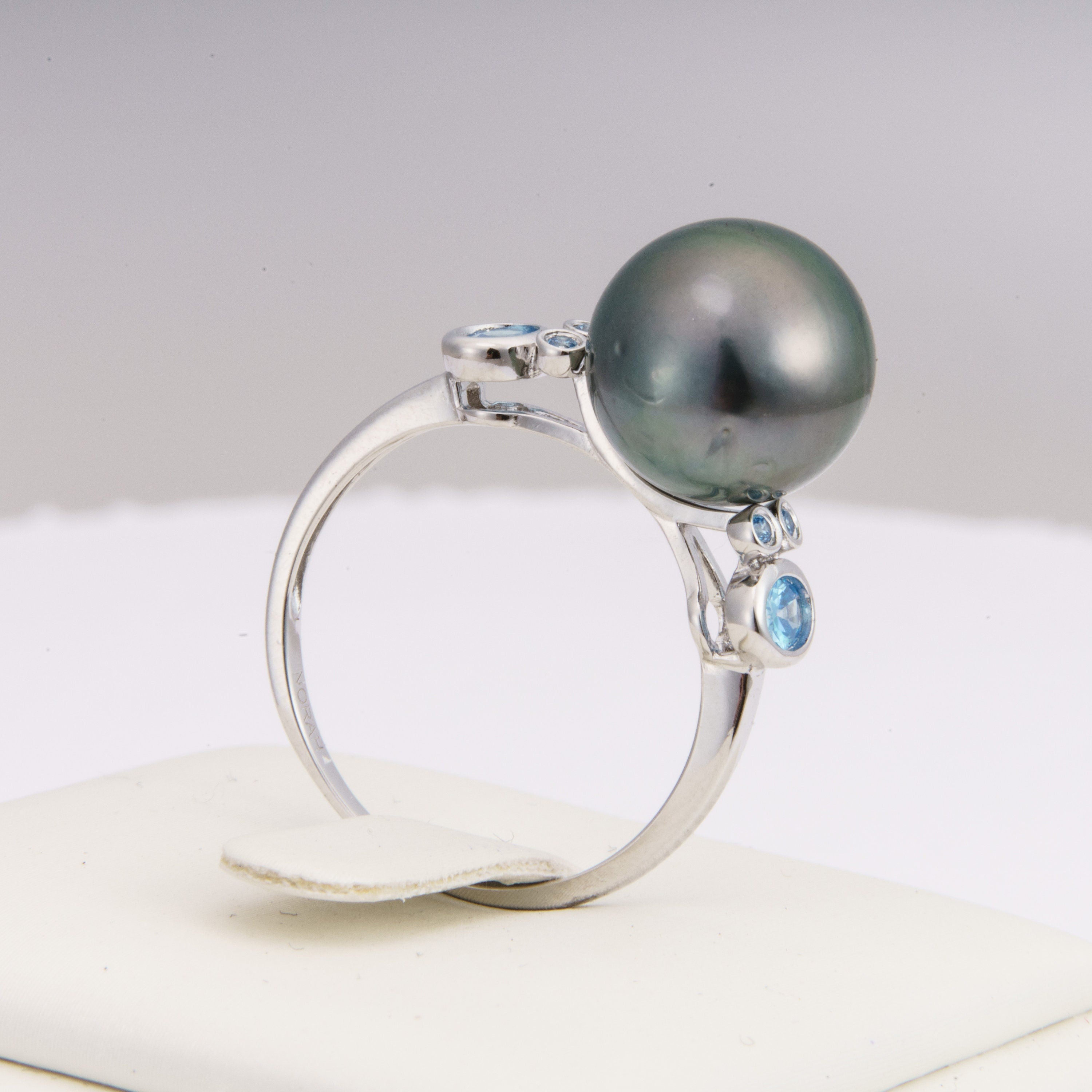 11mm tahitian pearl ring, size 7.5 us, 925 sterling silver with cubic zirconia