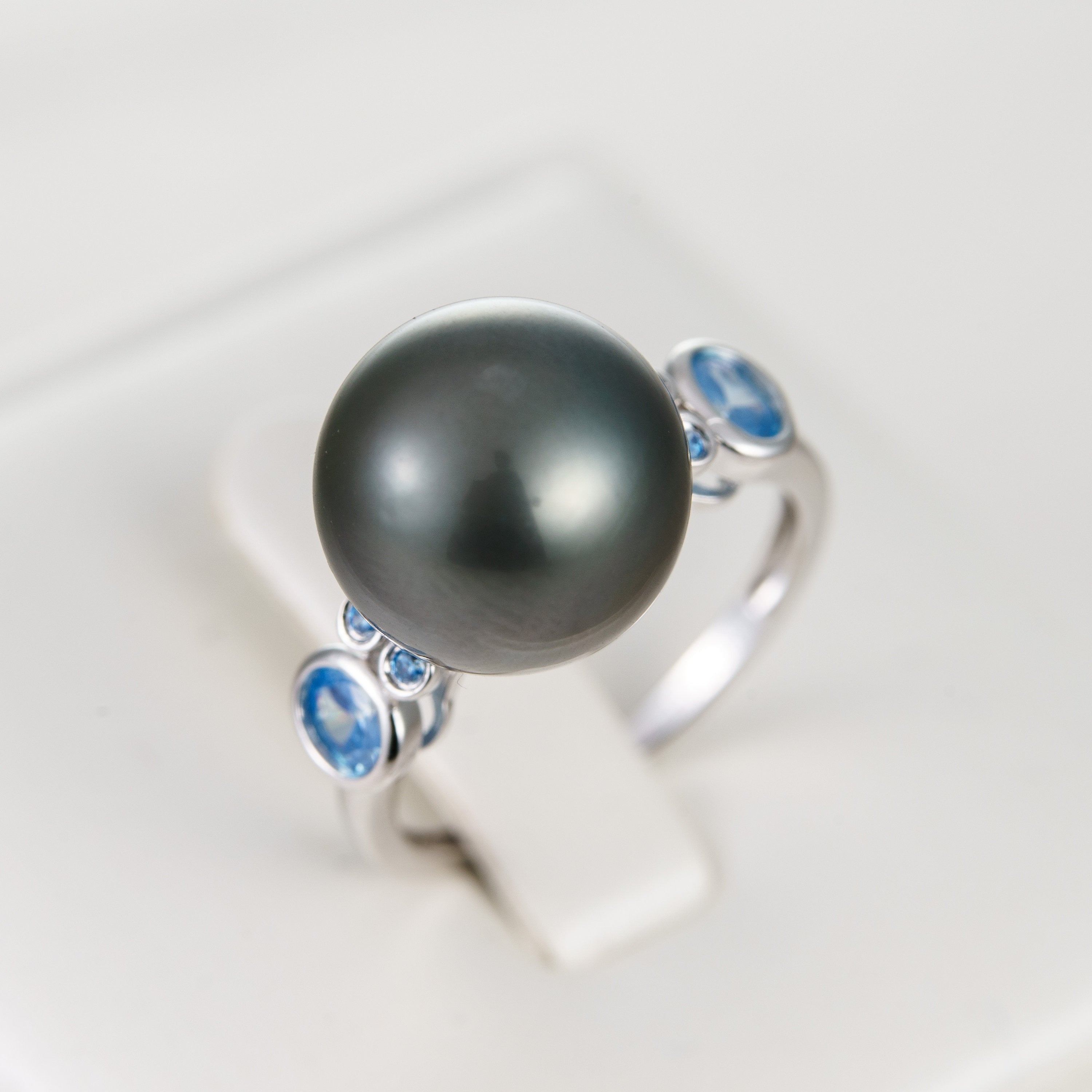 11mm tahitian pearl ring, size 5.5 us, 925 sterling silver with cubic zirconia