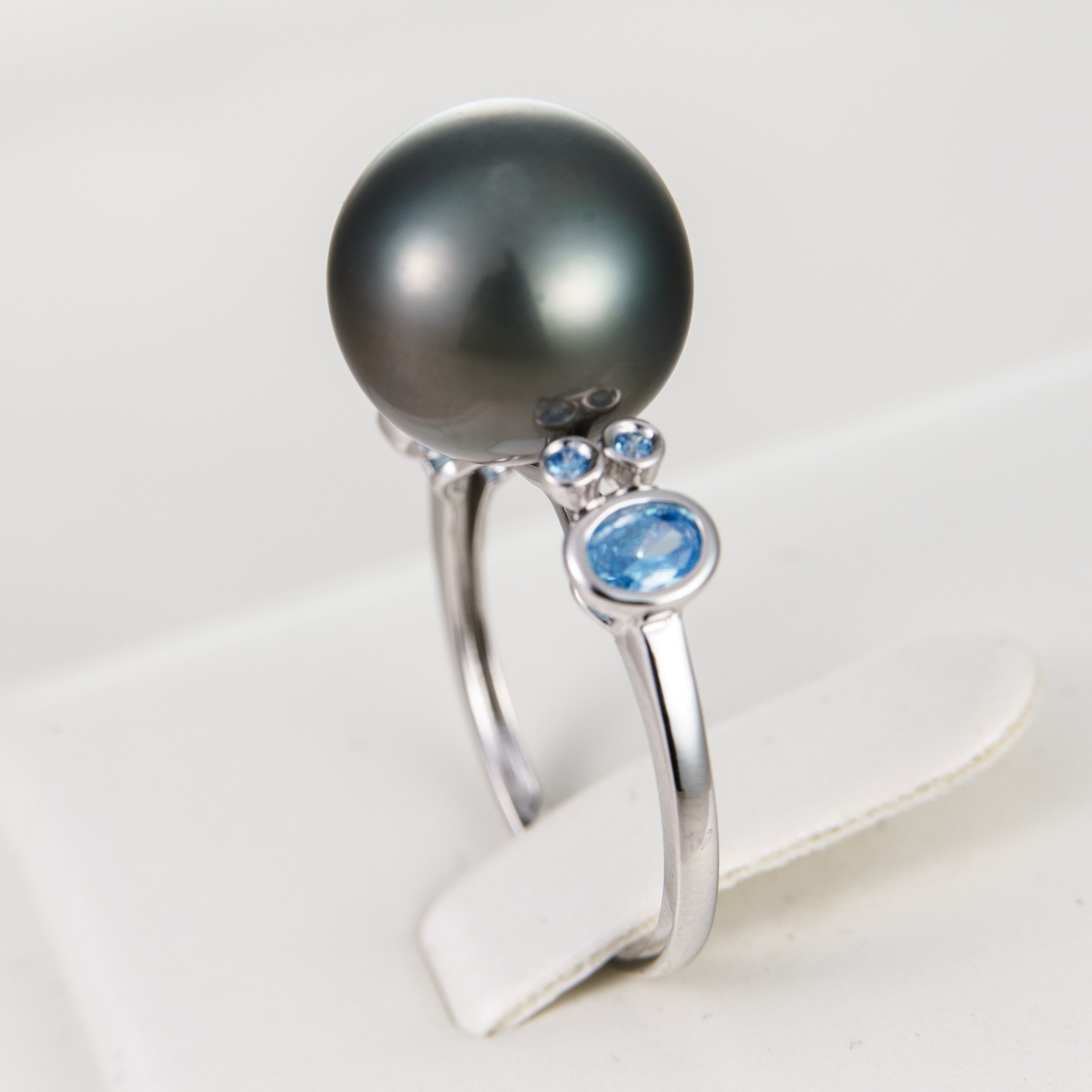 11mm tahitian pearl ring, size 5.5 us, 925 sterling silver with cubic zirconia