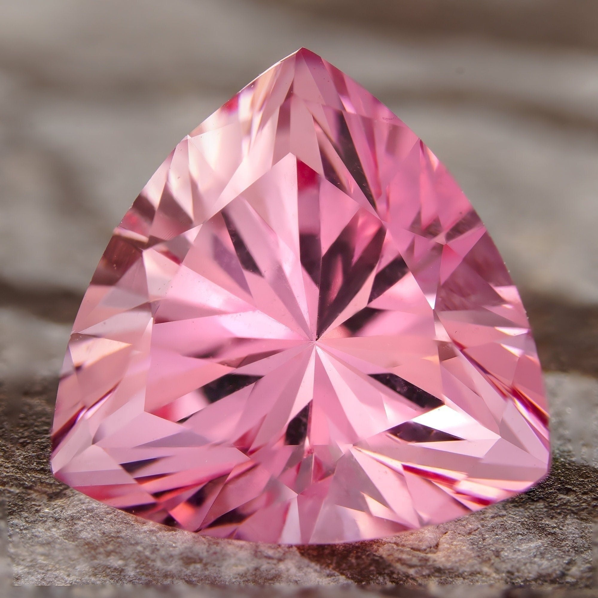 8mm 2.230ct loose padparadscha pink sapphire lab grown trillion cut loop clean gemstone