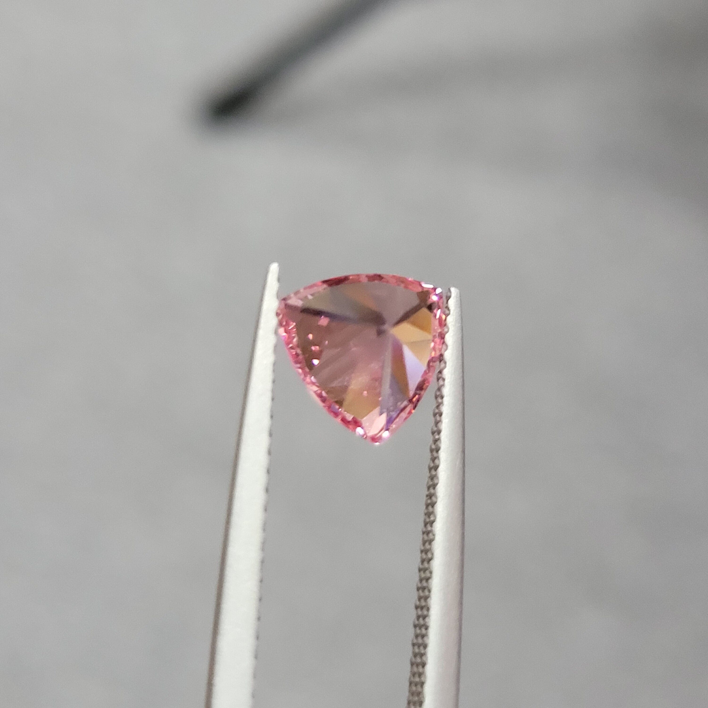 8mm 2.230ct loose padparadscha pink sapphire lab grown trillion cut loop clean gemstone