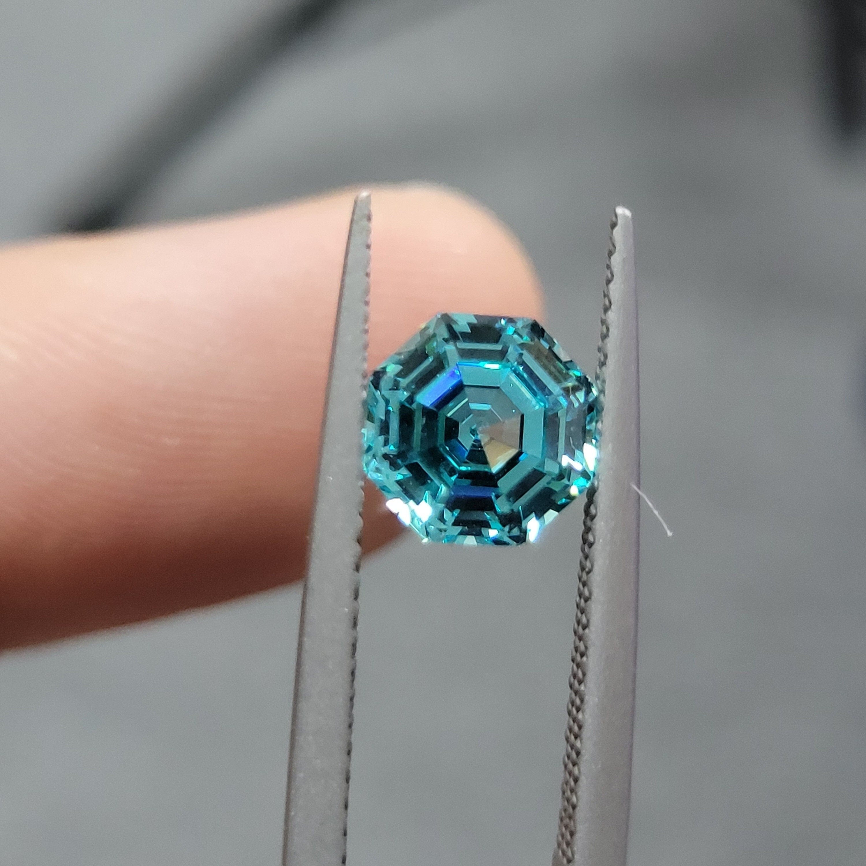 paraiba 7mm 2.65ct octagon cut lab grown tourmaline