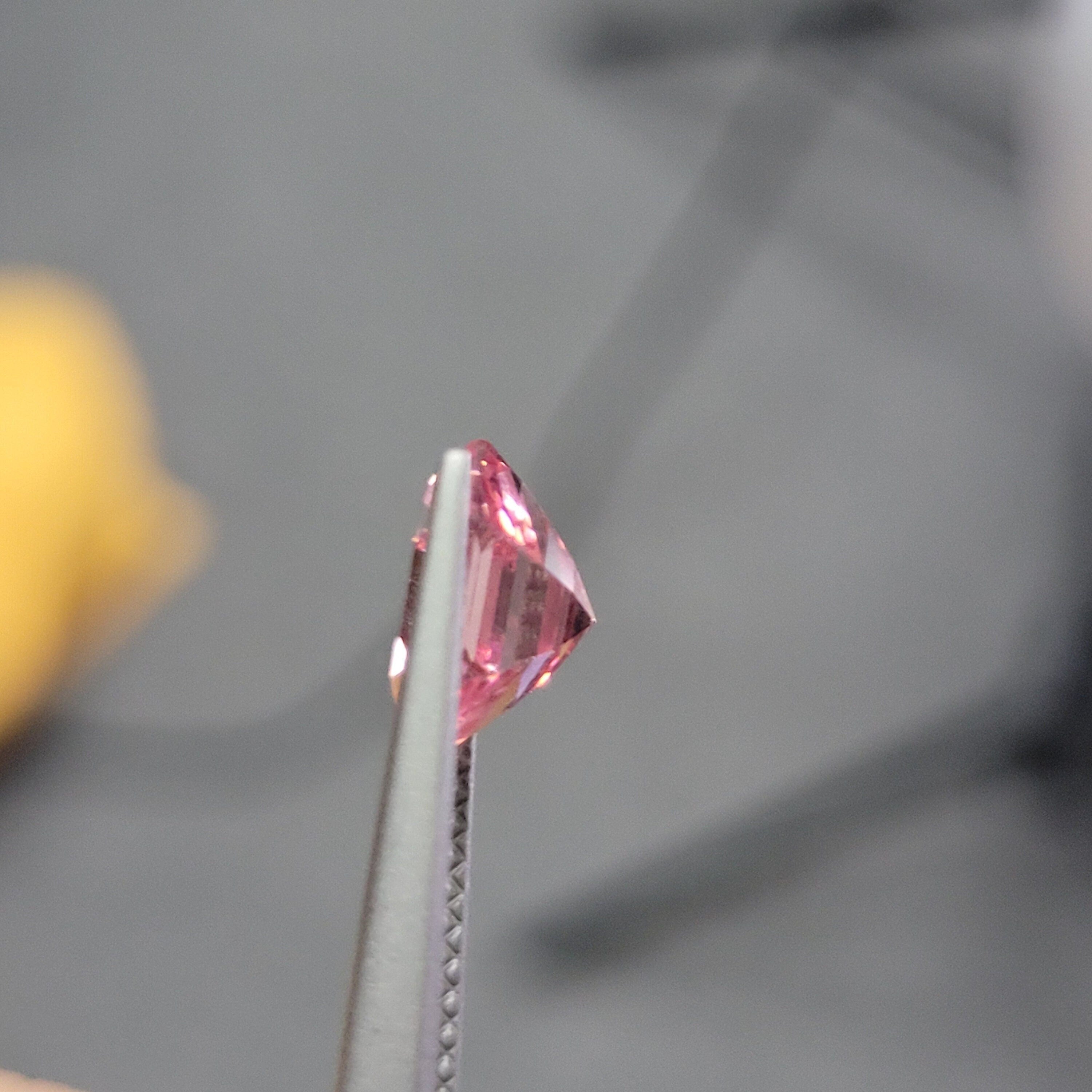 7mm 2.1ct loose padparadscha pink sapphire lab grown hexagon cut loop clean.