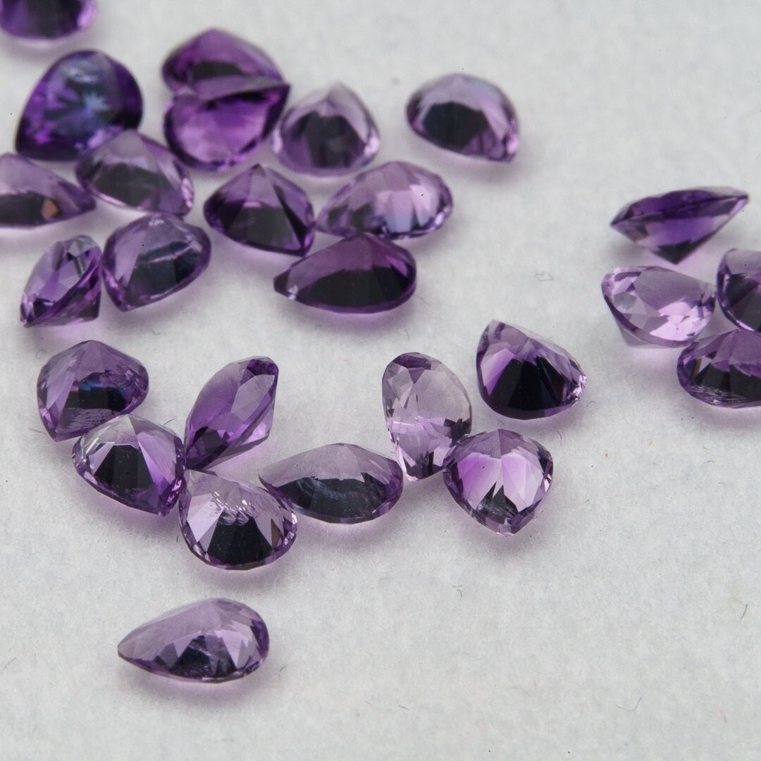 Amethyst faceted pear cut 3.54 carat 30pcs 3x4mm loose gemstone synthetic