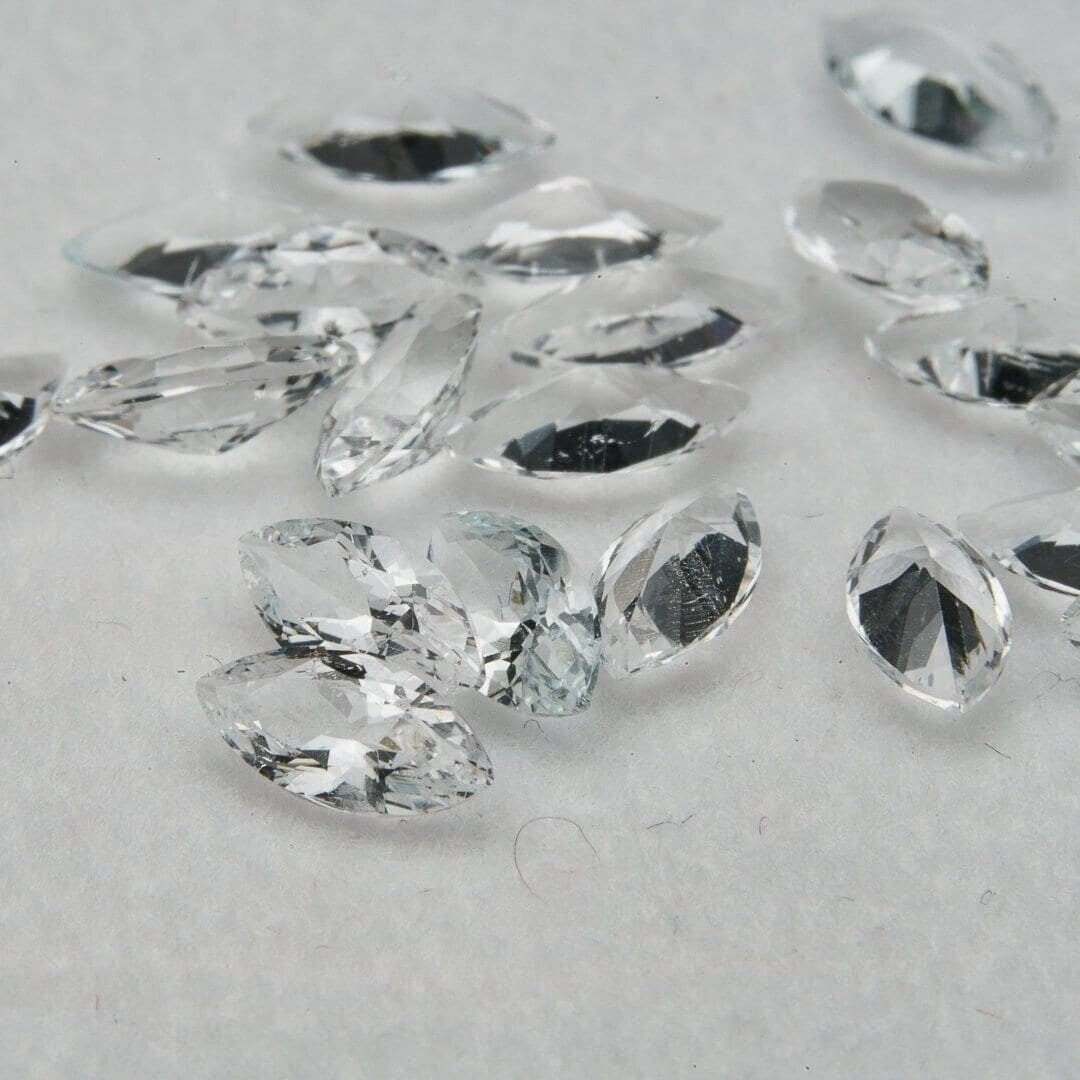 White topaz faceted marquise cut 4.81 carat 20pcs 3x6mm loose gemstone synthetic