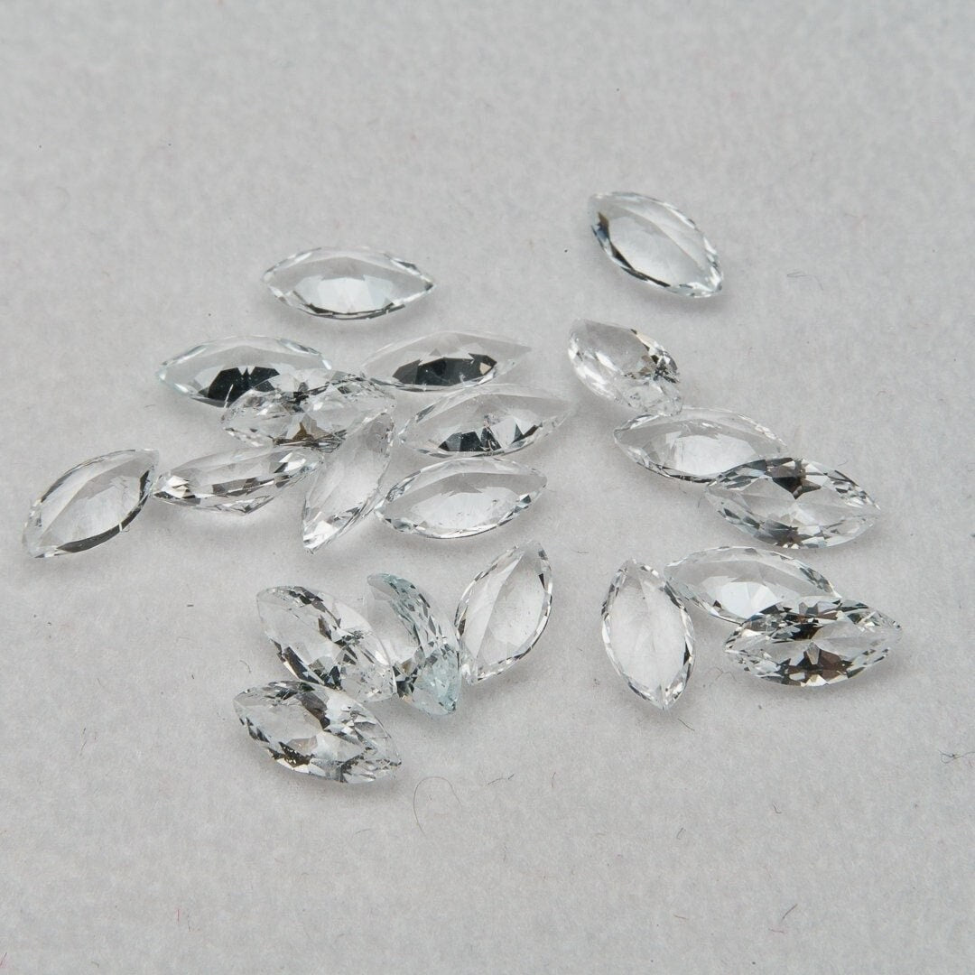 White topaz faceted marquise cut 4.81 carat 20pcs 3x6mm loose gemstone synthetic