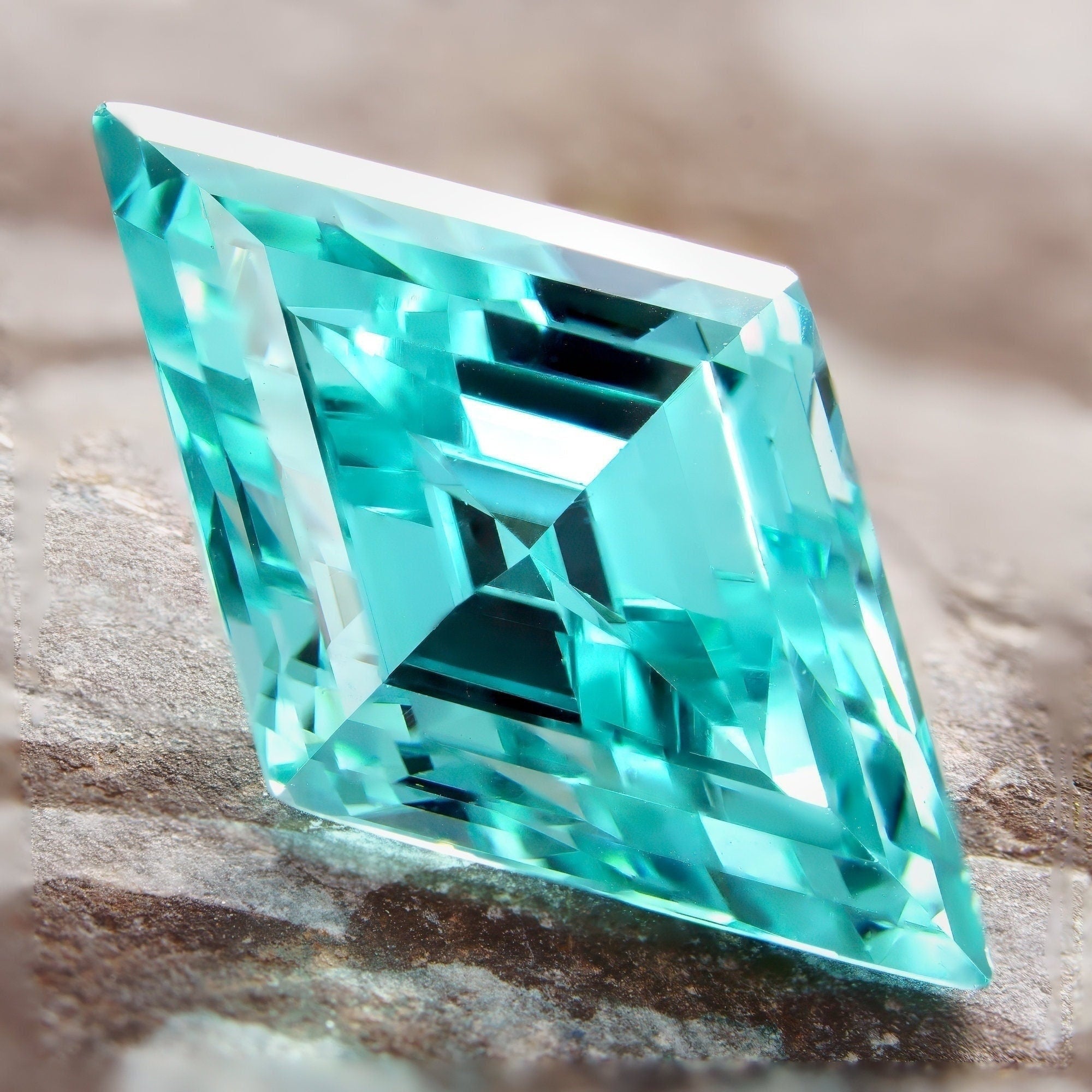 paraiba 7x12mm loose tourmaline 3ct rhombus lozenge cut lab grown blue gemstone