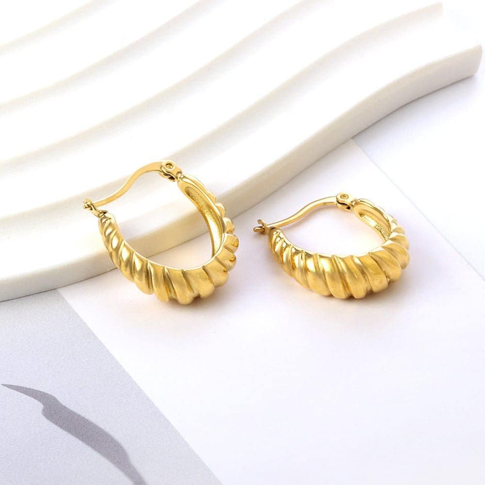 18k plating gold hoop earrings, chunky gold hoop, gold hoops earrings, women earrings, big hoop earrings, stainless steel