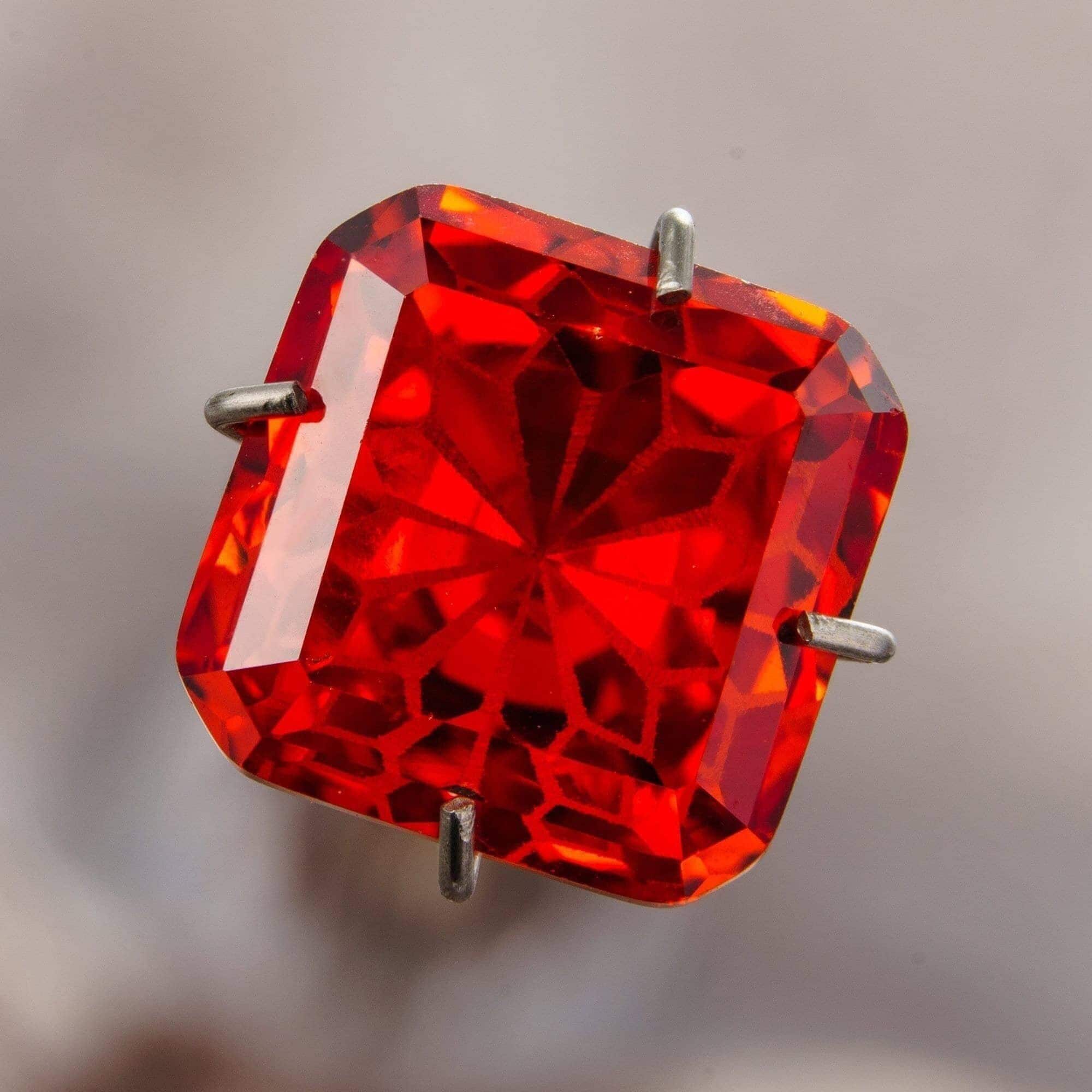 8mm ascher loose cubic zirconia fantasy square cut red color