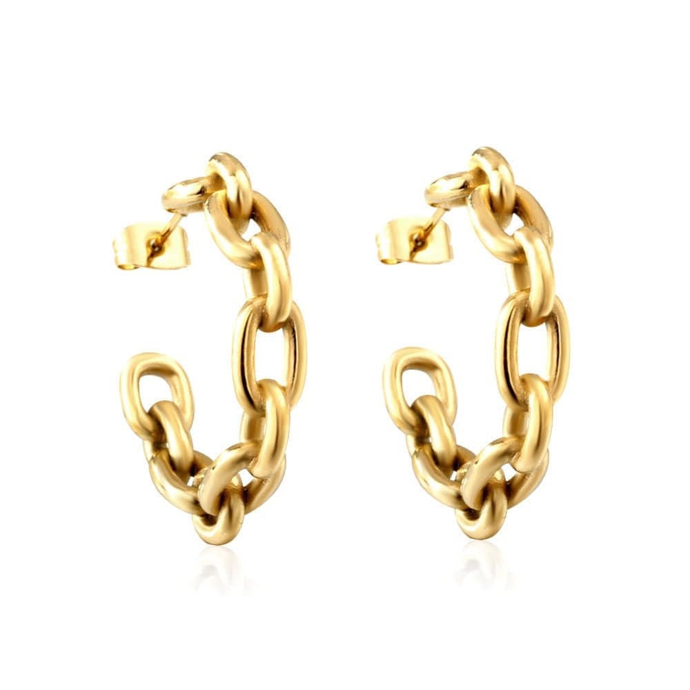 18k plating gold c hoop earrings, chunky gold hoop, gold c hoops earrings, women earrings, stainless steel