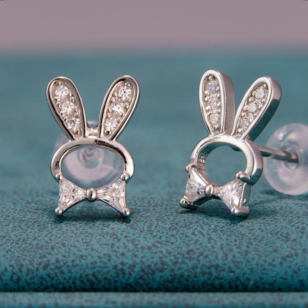 925 sterling silver, small earring studs, jewelry, rhodium plating, cubic zirconia stone, korean design.