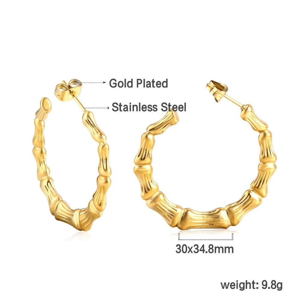 18k plating big gold earrings, chunky gold hoop, gold hoops earrings,women earrings,big hoop earrings,gifts for women/mom, stainless steel