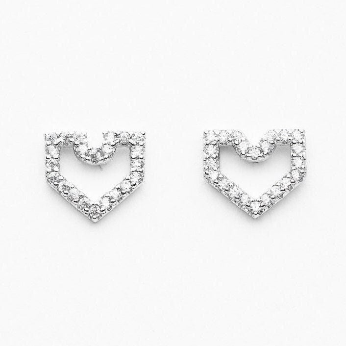 Exquisite rhodium plated cz stud earrings in 925 sterling silver