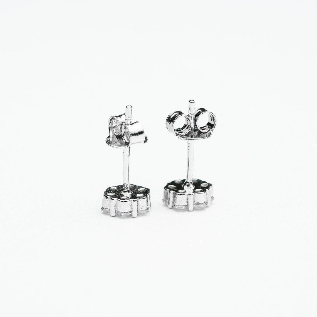 Mini cubic zircon stud earring 925 sterling silver rhodium plated 5a quality gemstone