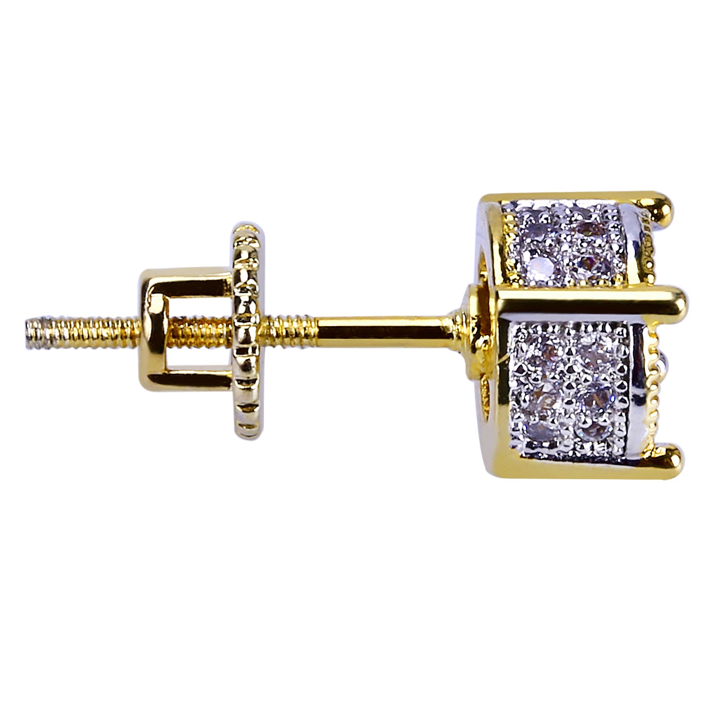 Fashion Earrings For Mens Iced Out Bling CZ Gold plated Stud Earrings