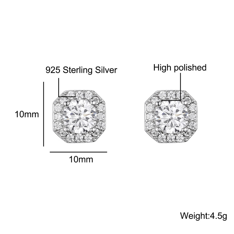 Micro Clustered Stone Earrings In White Gold 925 Silver Needle Stud Earrings Iced Out CZ Stones For Women Jewelry