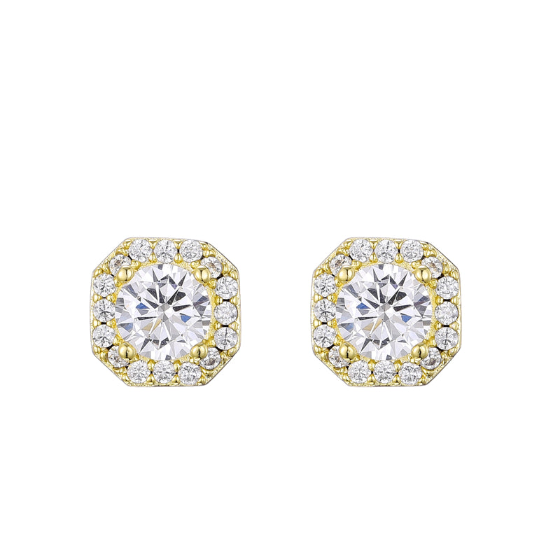 Micro Clustered Stone Earrings In White Gold 925 Silver Needle Stud Earrings Iced Out CZ Stones For Women Jewelry