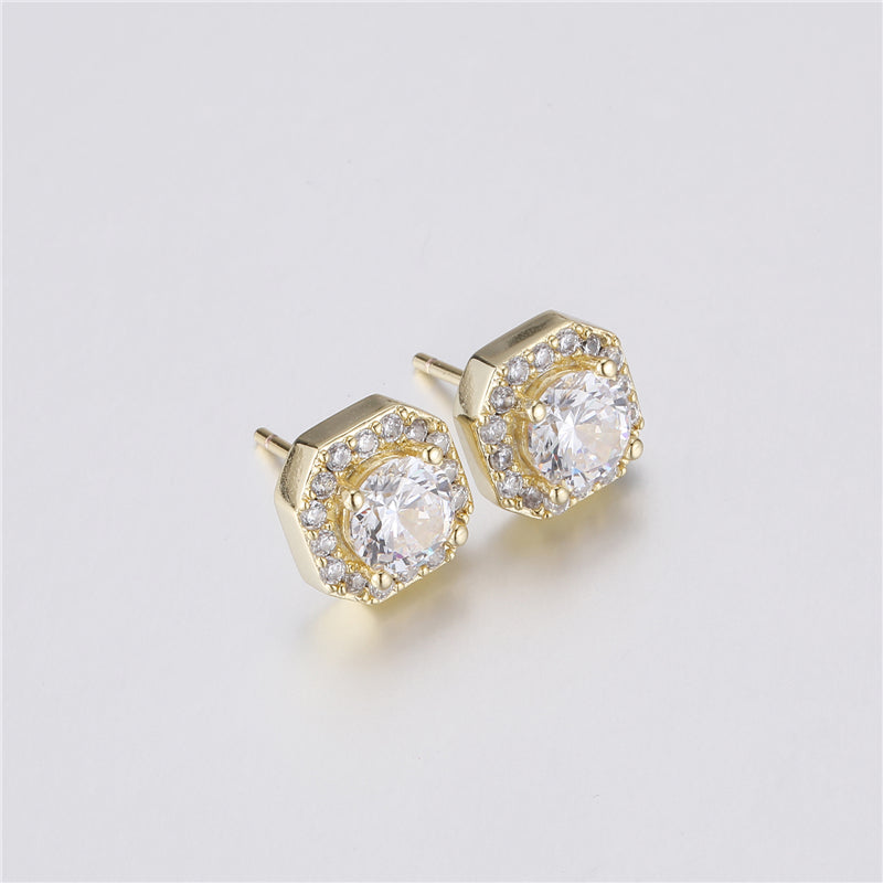 Micro Clustered Stone Earrings In White Gold 925 Silver Needle Stud Earrings Iced Out CZ Stones For Women Jewelry