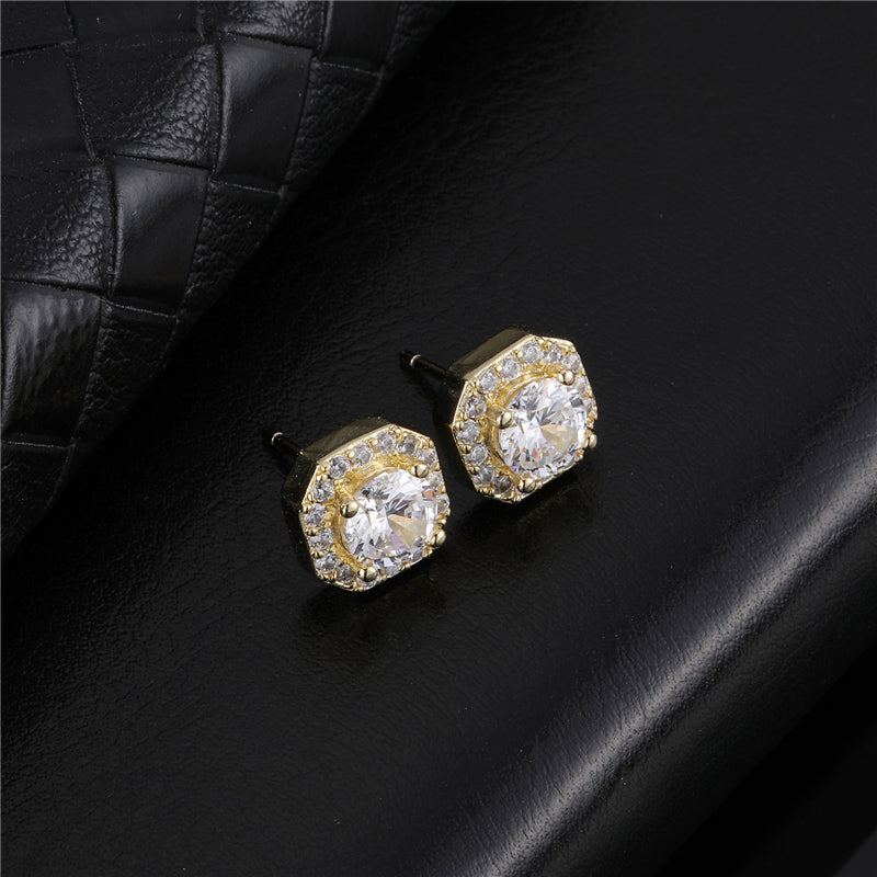 Micro Clustered Stone Earrings In White Gold 925 Silver Needle Stud Earrings Iced Out CZ Stones For Women Jewelry