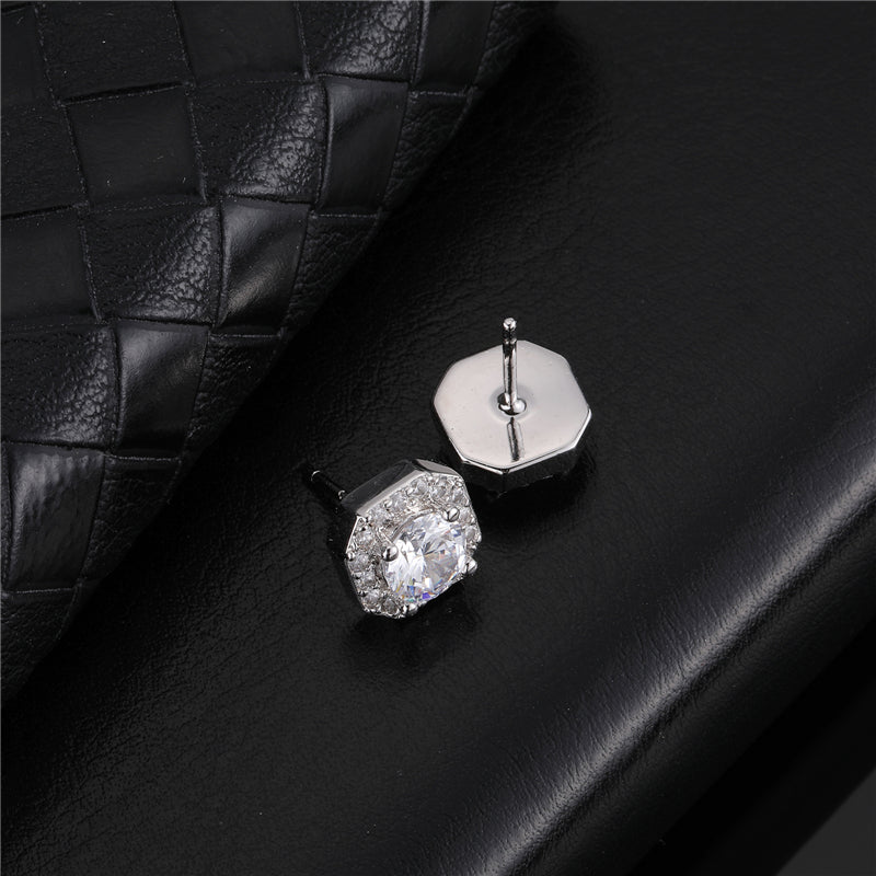 Micro Clustered Stone Earrings In White Gold 925 Silver Needle Stud Earrings Iced Out CZ Stones For Women Jewelry