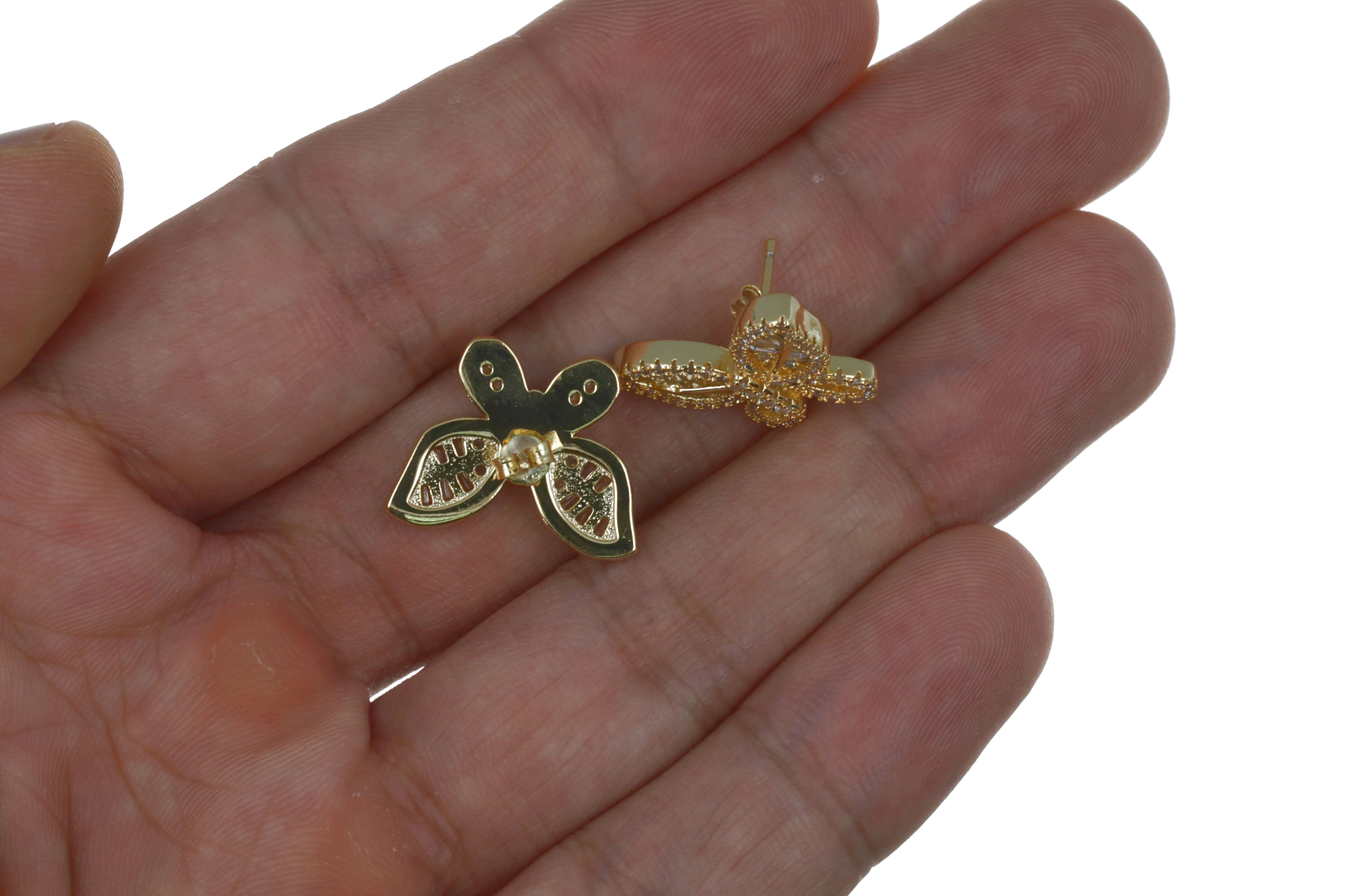 Chunky Butterfly Baguette Cubic Zircon Stud Earrings For Women Jewelry
