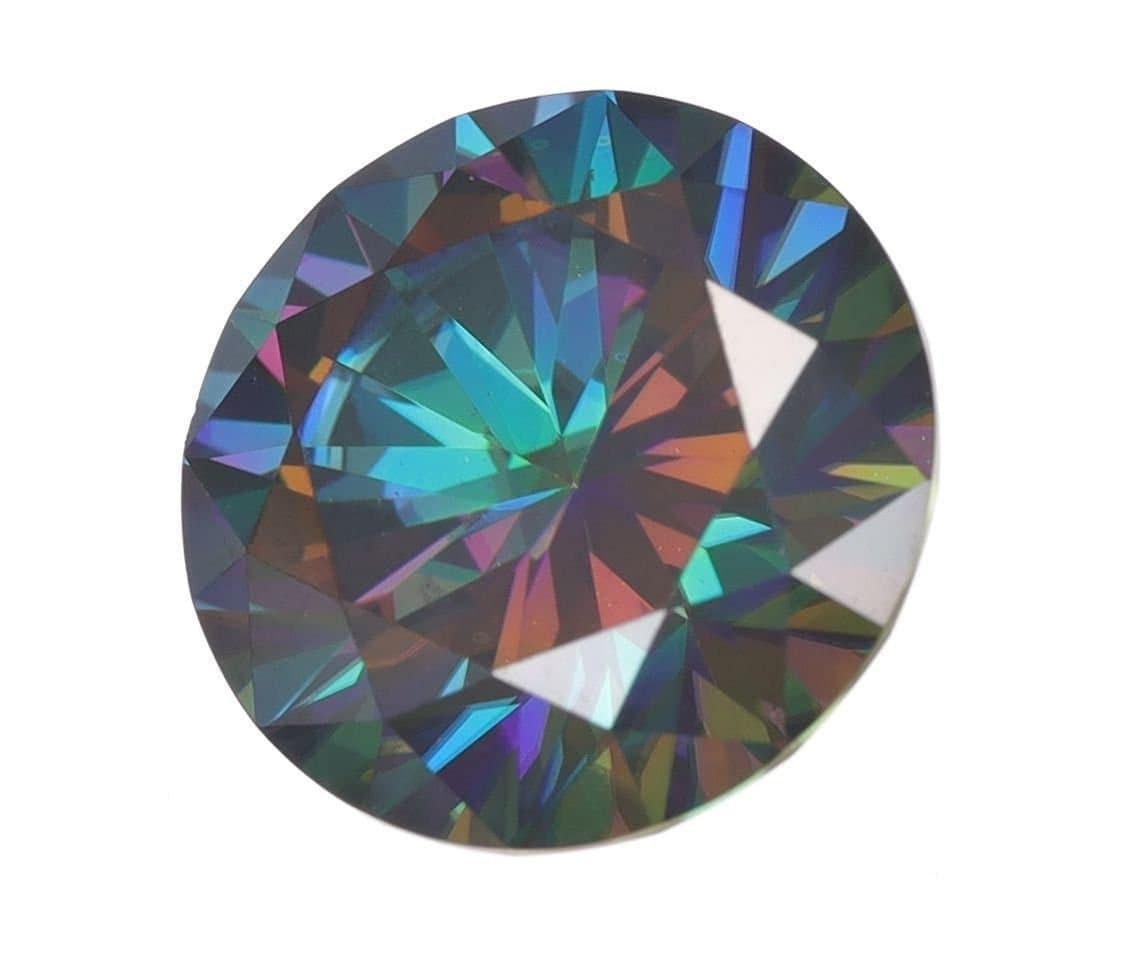 Certified vvs1 rainbow blue round cut colored moissanite loose stones (5-11mm) - sparkling brilliance guaranteed