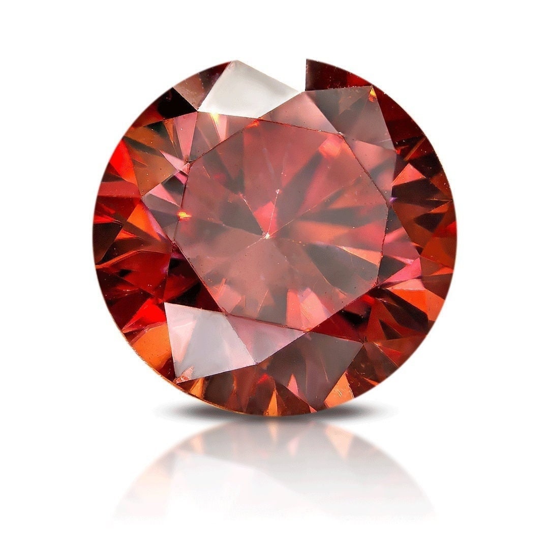 Moissanite vvs1 garnet red round brilliant cut certified - loose colored moissanite