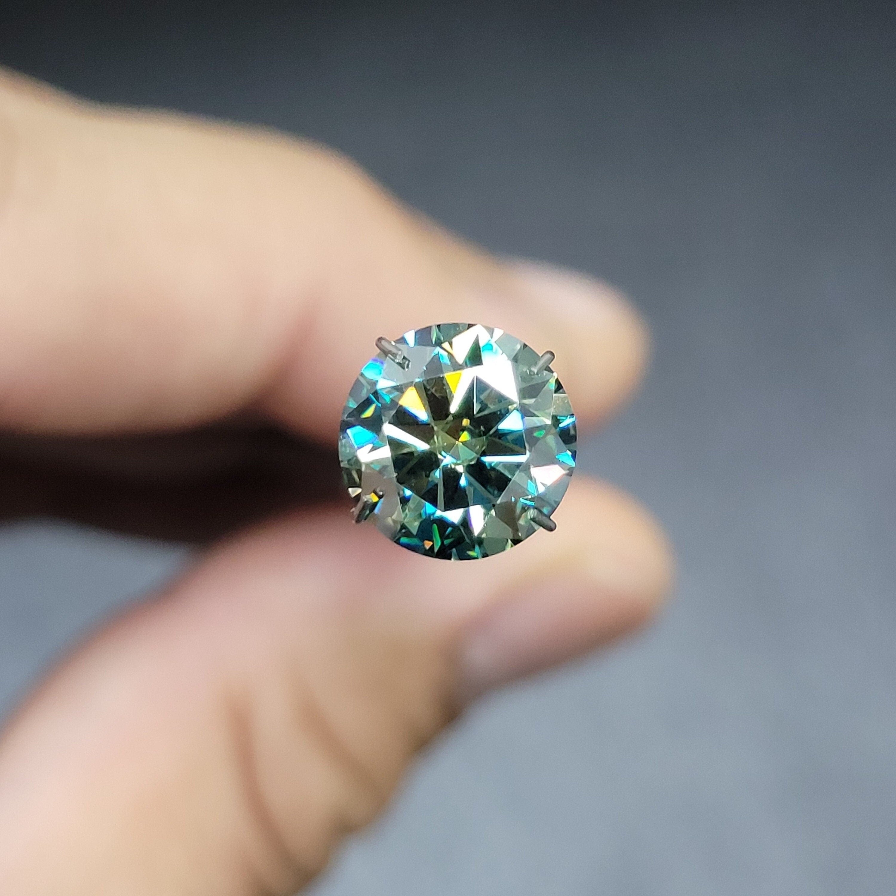 moissanite 3-11mm turquoise color round brilliant cut gra certified vvs1