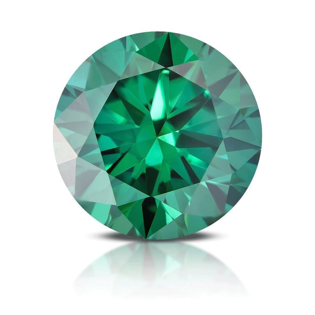 Moissanite vivid green round brilliant cut - 6-9mm size, vvs1 certified colored moissanite