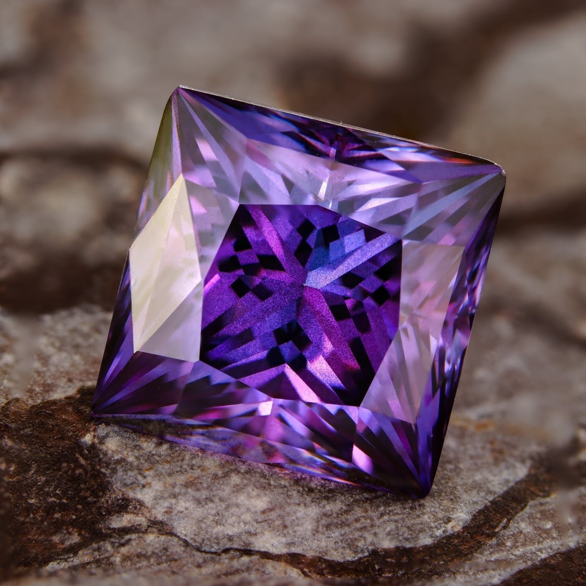 Square princess cut loose moissanite certified vvs1 gra, imperial purple moissanite gemstone, colored moissanite, raw moissanite