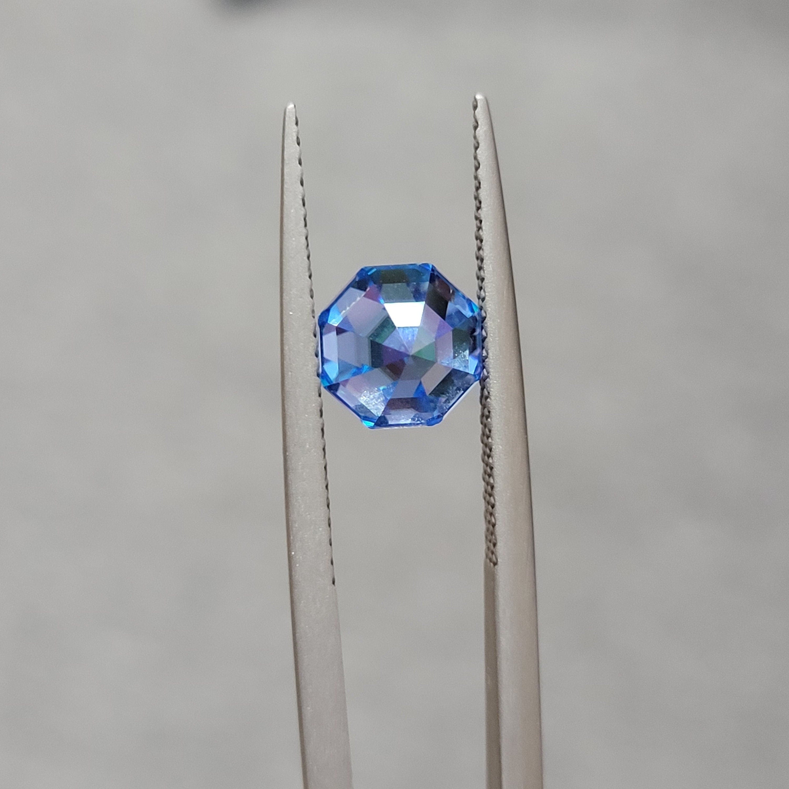 7mm 2ct loose moissanite certified vvs1 klein blue octagon cut gra laboratory gemstone