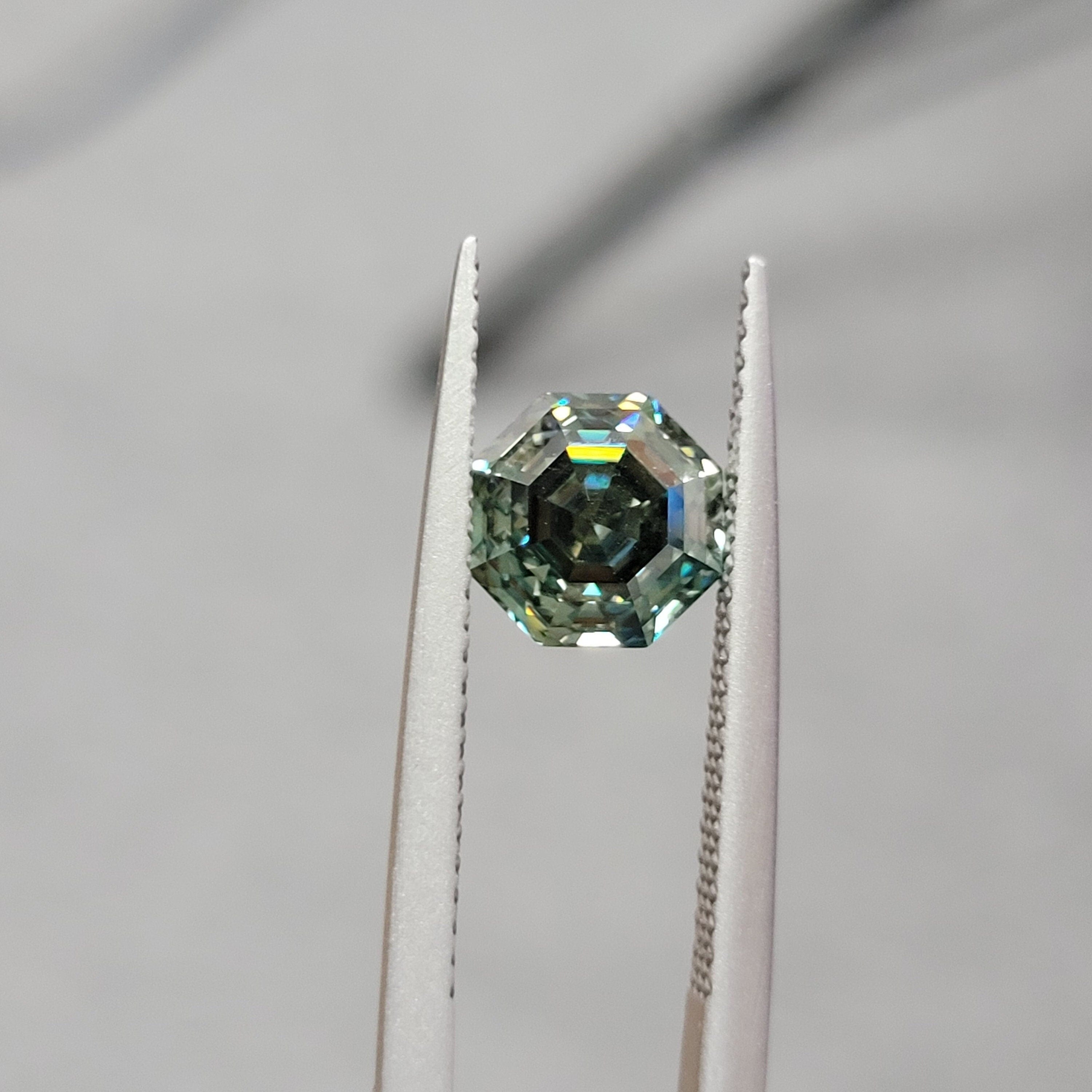 7mm 2ct loose moissanite certified vvs1 turquoise octagon cut gra laboratory gemstone
