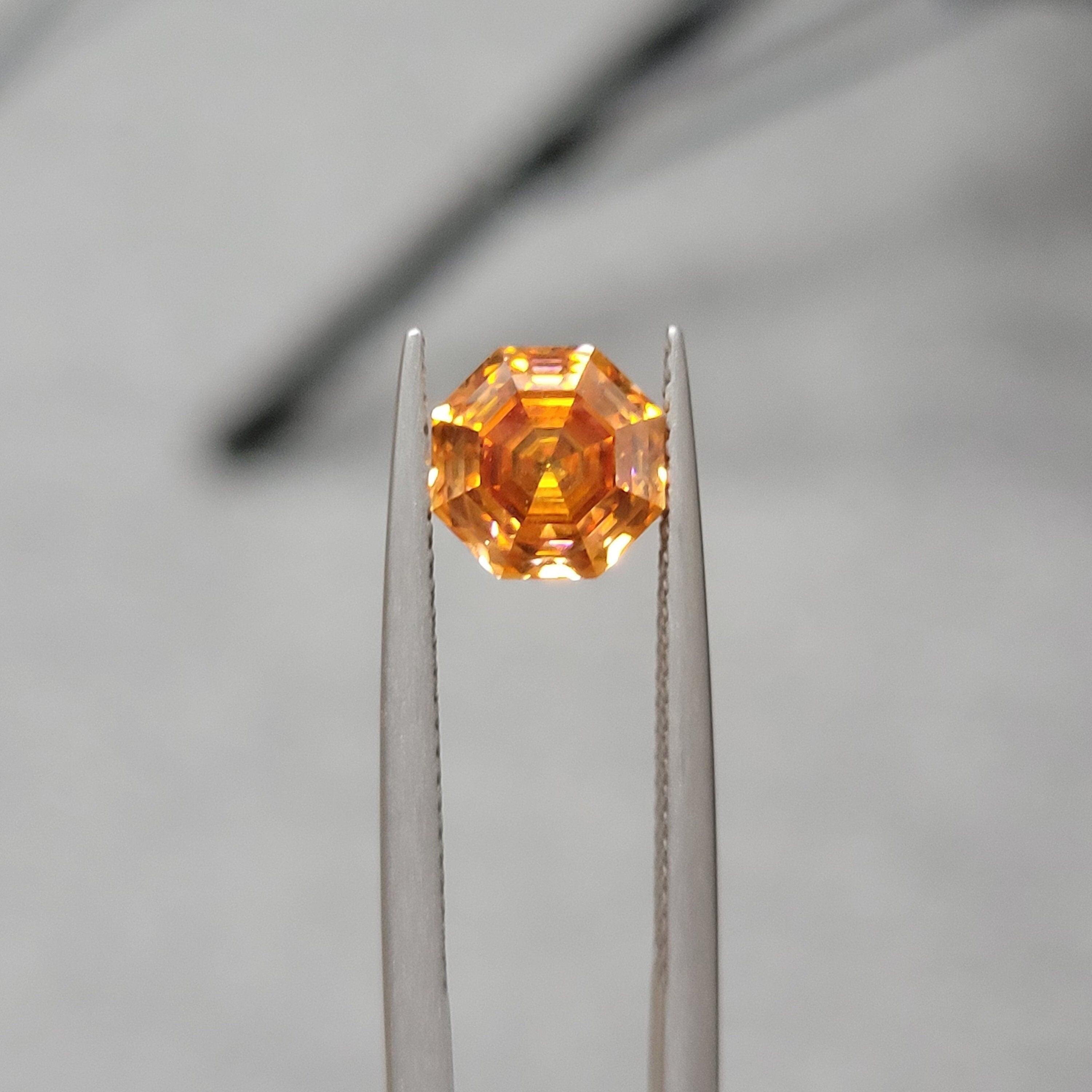 7mm 2ct loose moissanite certified vvs1 sweet orange octagon cut gra laboratory gemstone