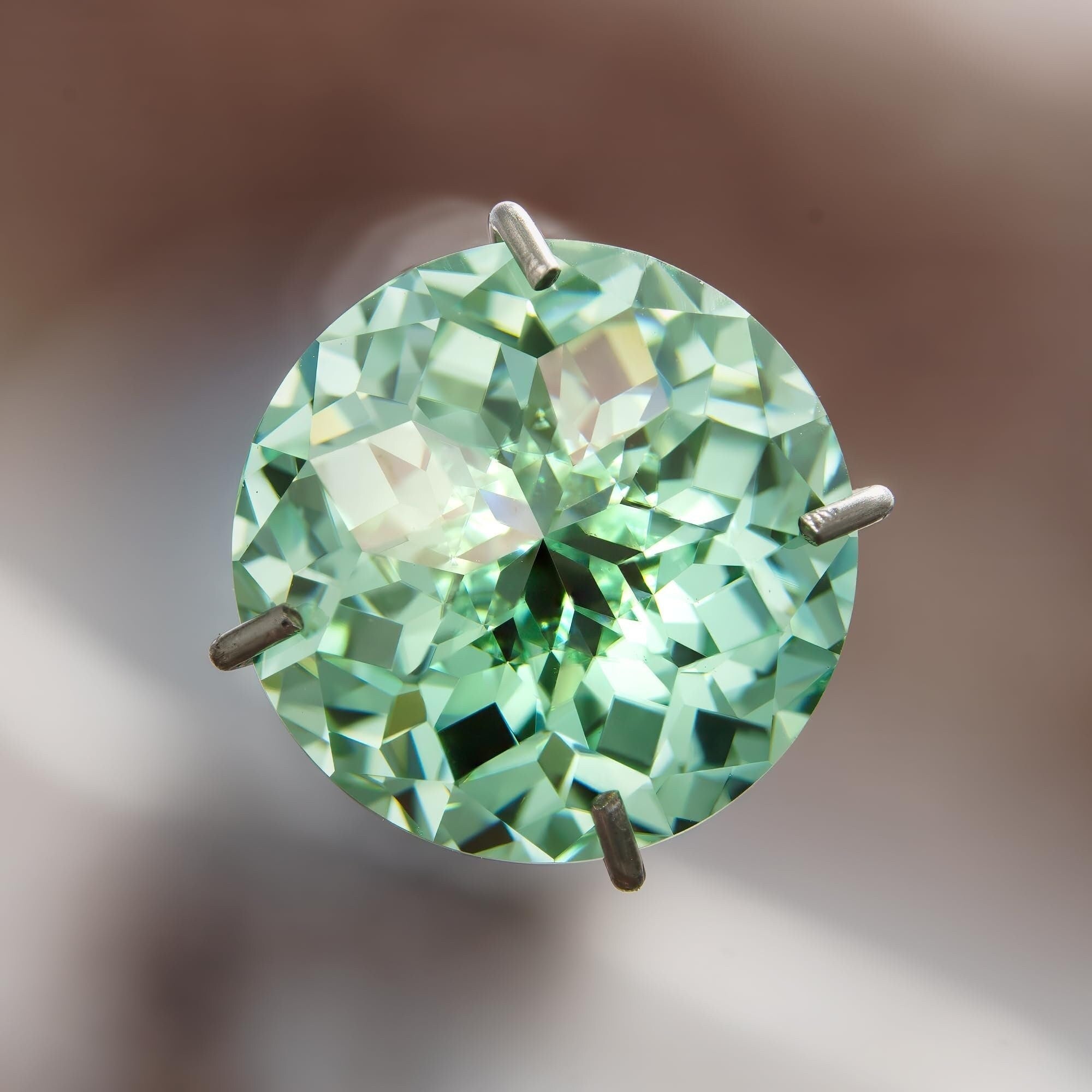 8mm apple green moissanite loose stone - 2ct round emperor fantasy cut - gra certified