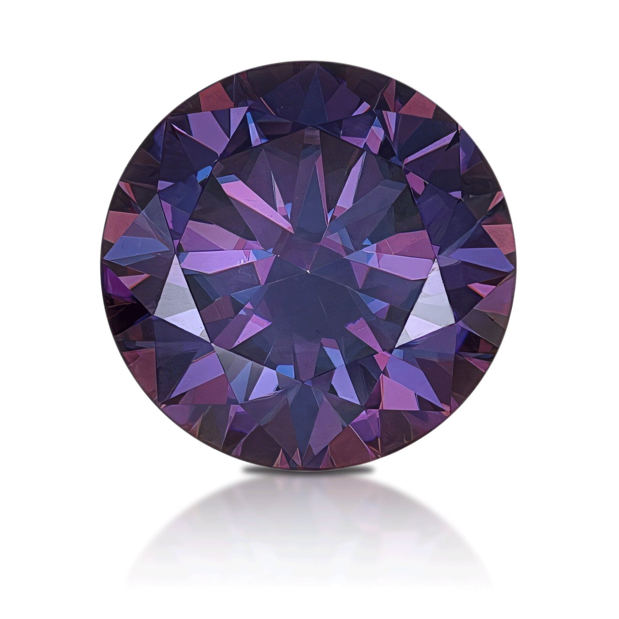 Moissanite round brilliant cut - imperial purple colors, vvs1 clarity, excellent cut - handcrafted brilliance