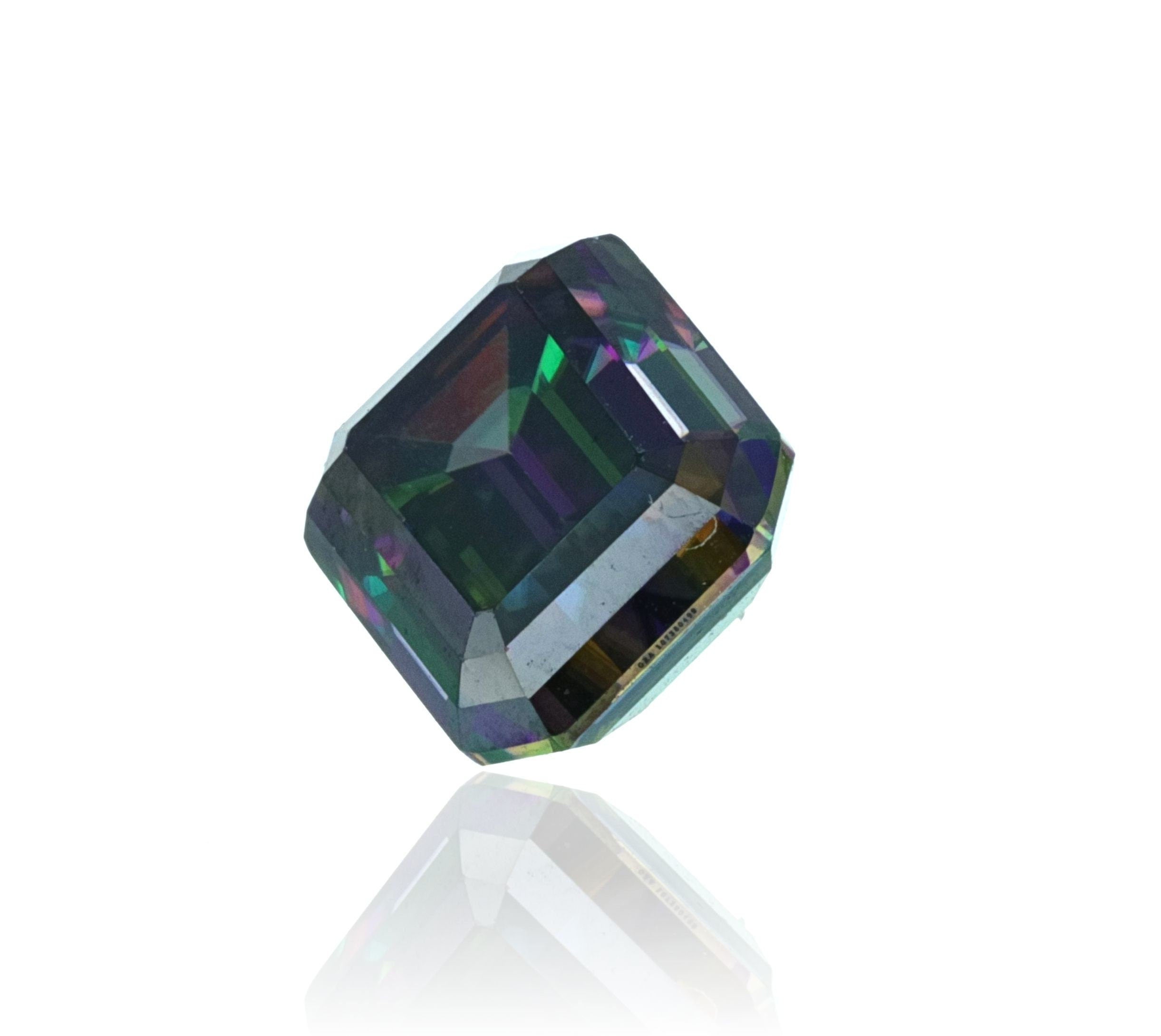 Moissanite emerald cut 2 carat - 6x8mm rainbow green colors, vvs1 clarity, excellent cut - handcrafted brilliance