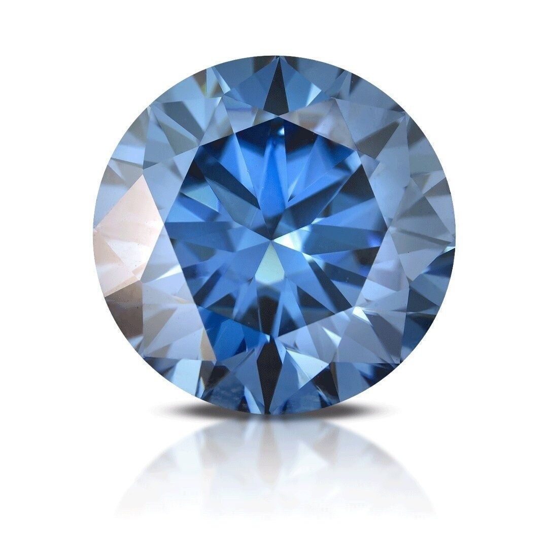 Moissanite vvs1 round brilliant cut royal blue certified - 3-9mm loose colored gemstone, gra certified