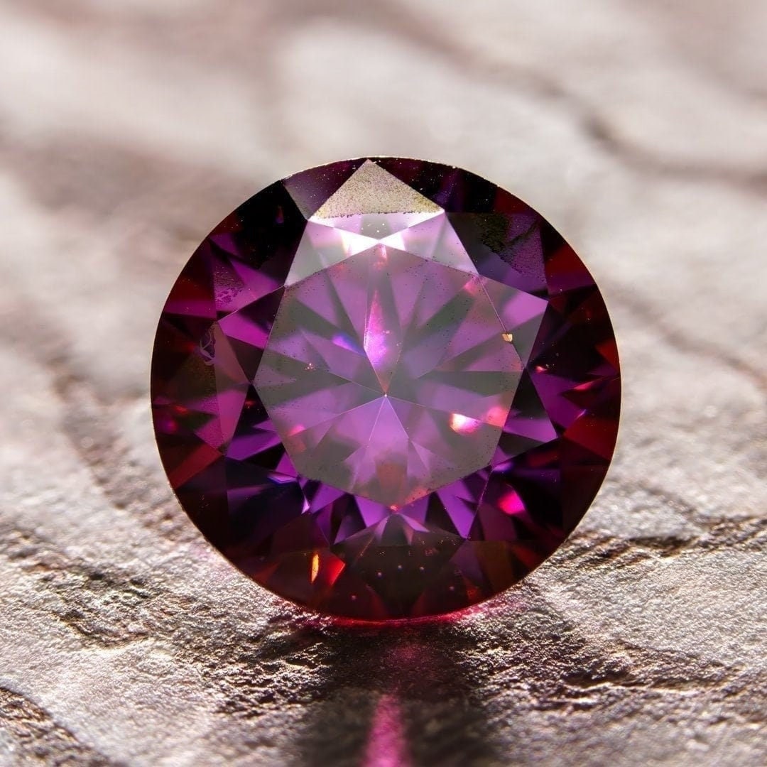 Moissanite round brilliant cut purplish red gra certified vvs1 clarity - colored moissanite