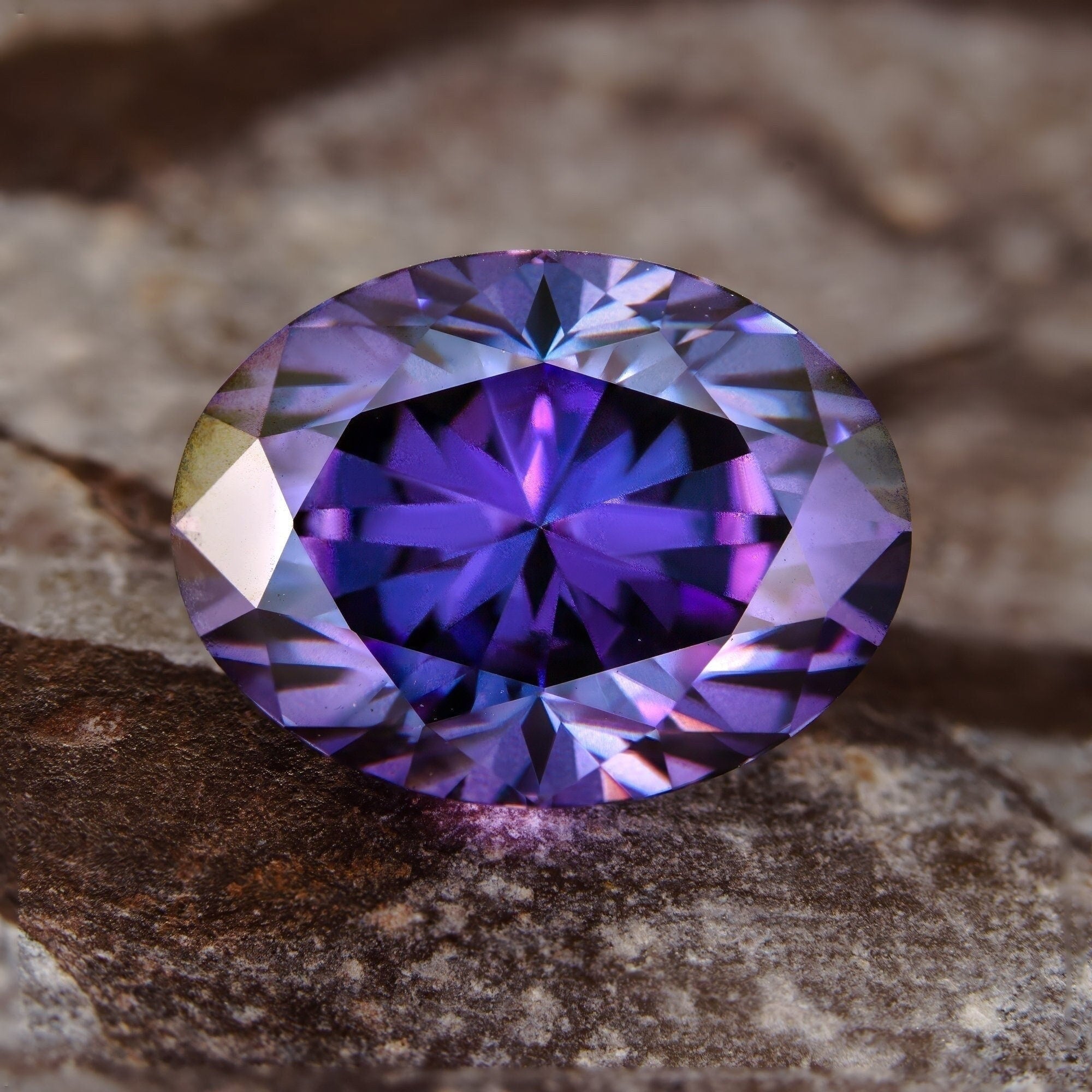 Moissanite imperial purple | VVS1 GRA Certified | Oval Cut Loose Gemstone