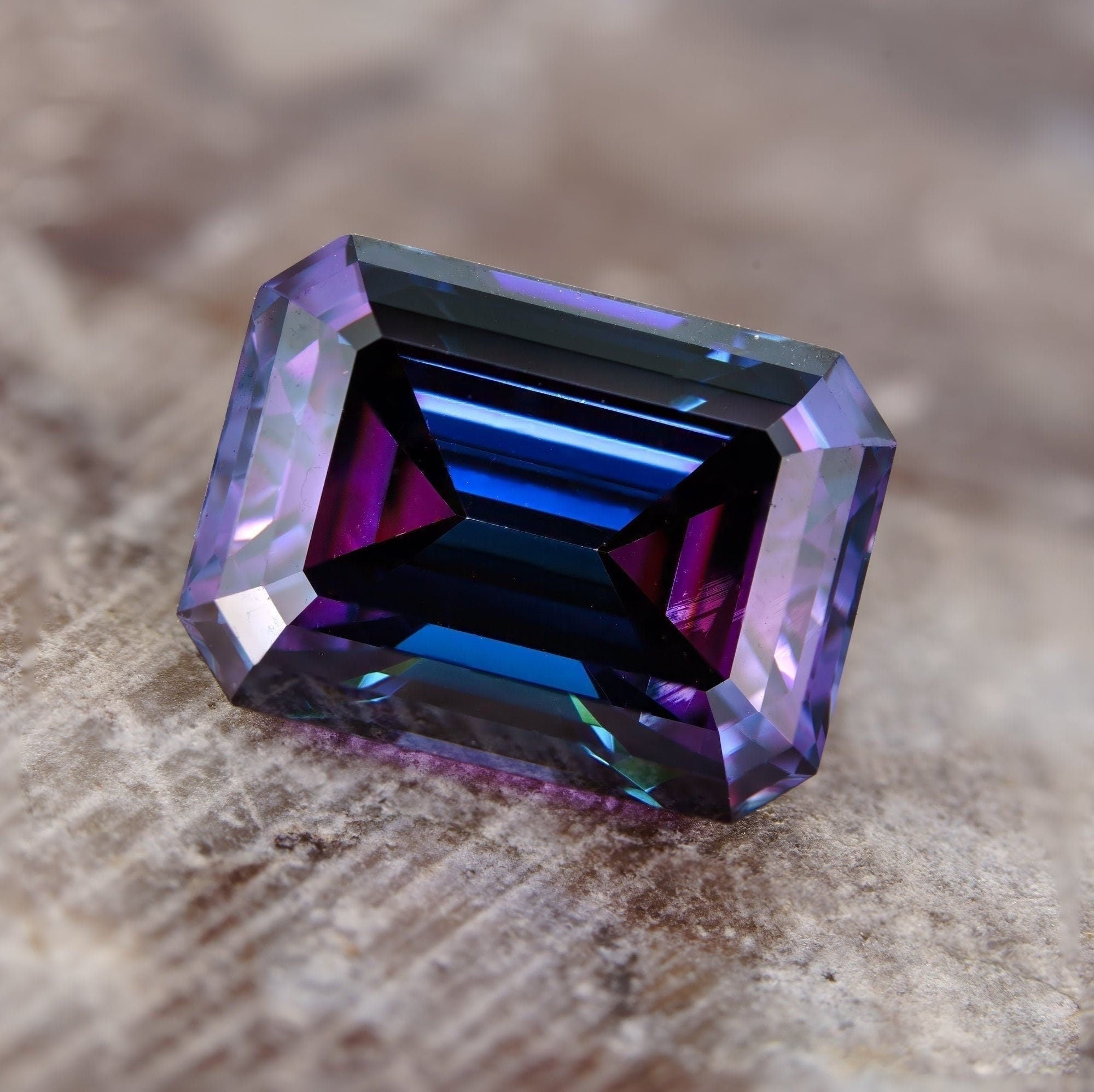Moissanite imperial purple | VVS1 GRA Certified | Emerald Cut Loose Gemstone