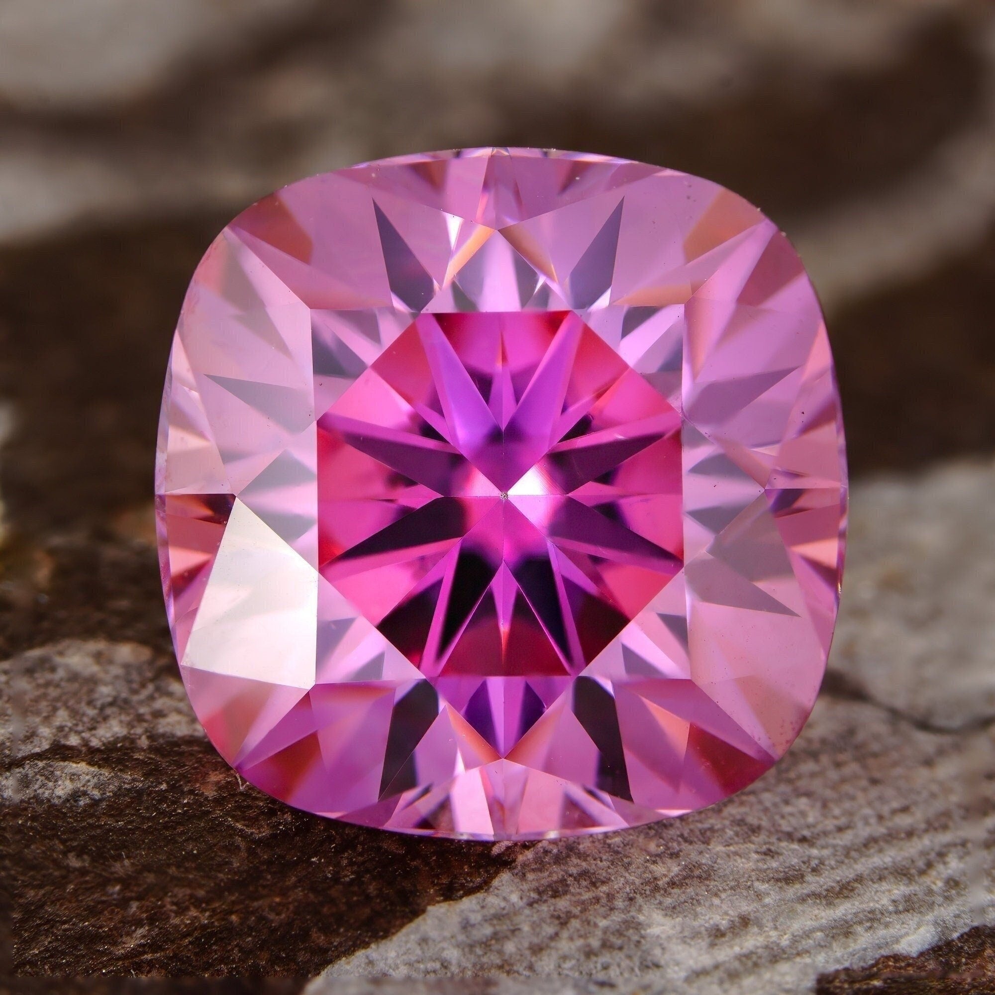 Pink Moissanite | VVS1 GRA Certified | Cushion Cut Loose Gemstone