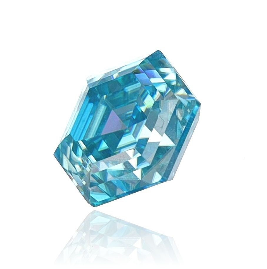 Moissanite sea blue color certified 2ct hexagon cut gemstone (7mm) - unique gra certified jewelry find
