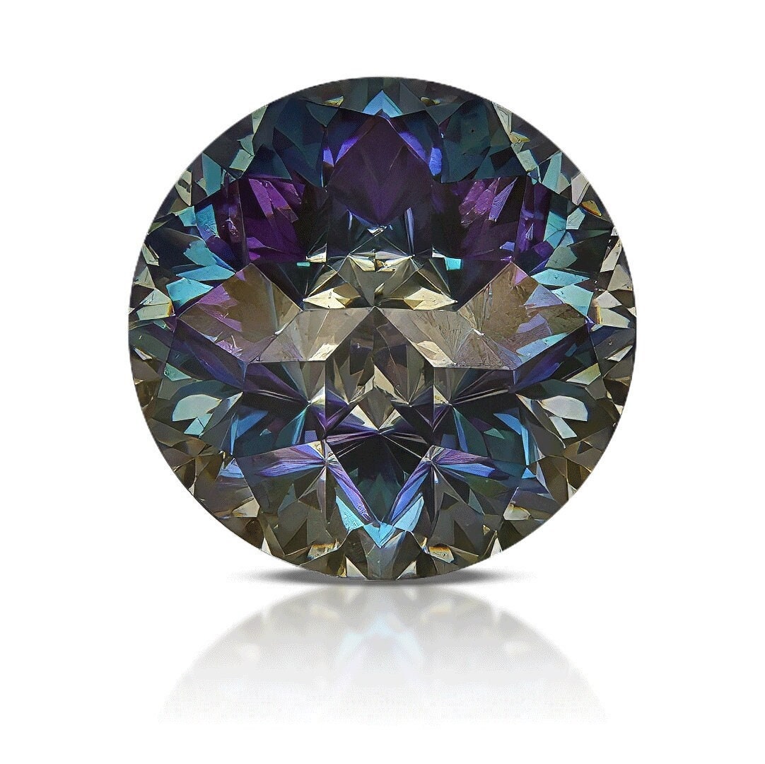 Moissanite rainbow blue certified 2ct imperial round cut gemstone (8mm) - unique gra certified jewelry find