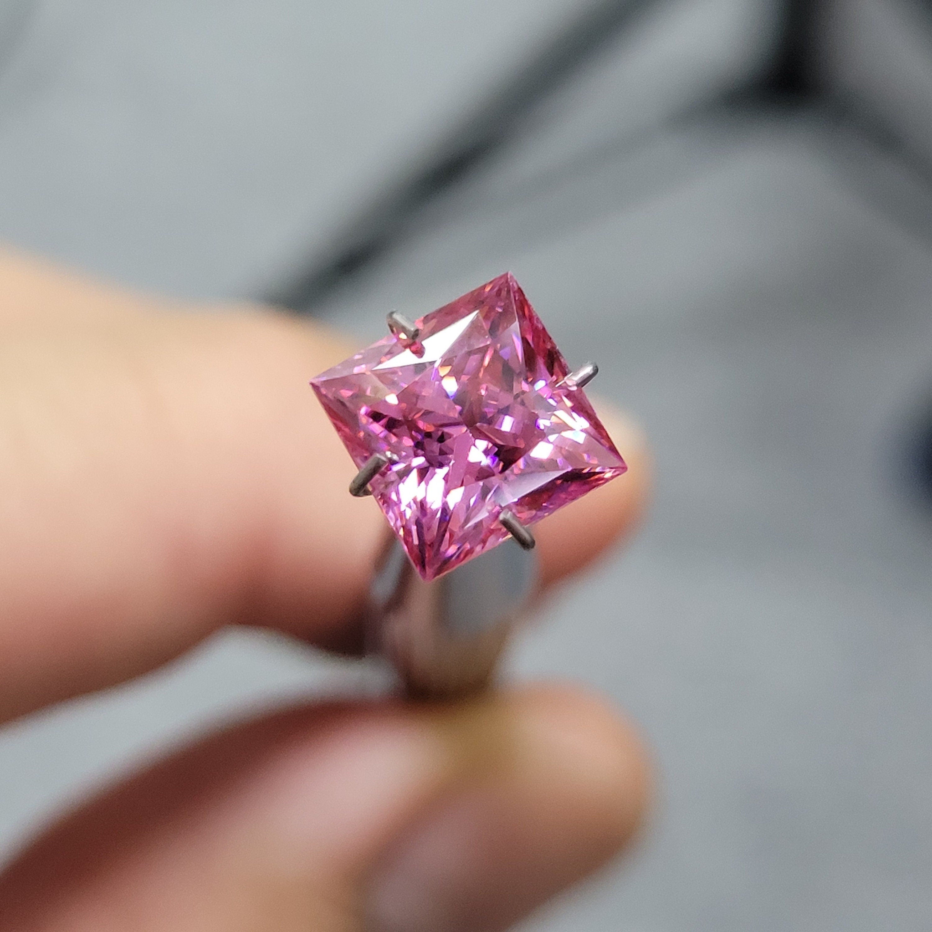 Moissanite Pink 4-7mm | VVS1 GRA Certified | Princess Square Cut Loose Gemstone