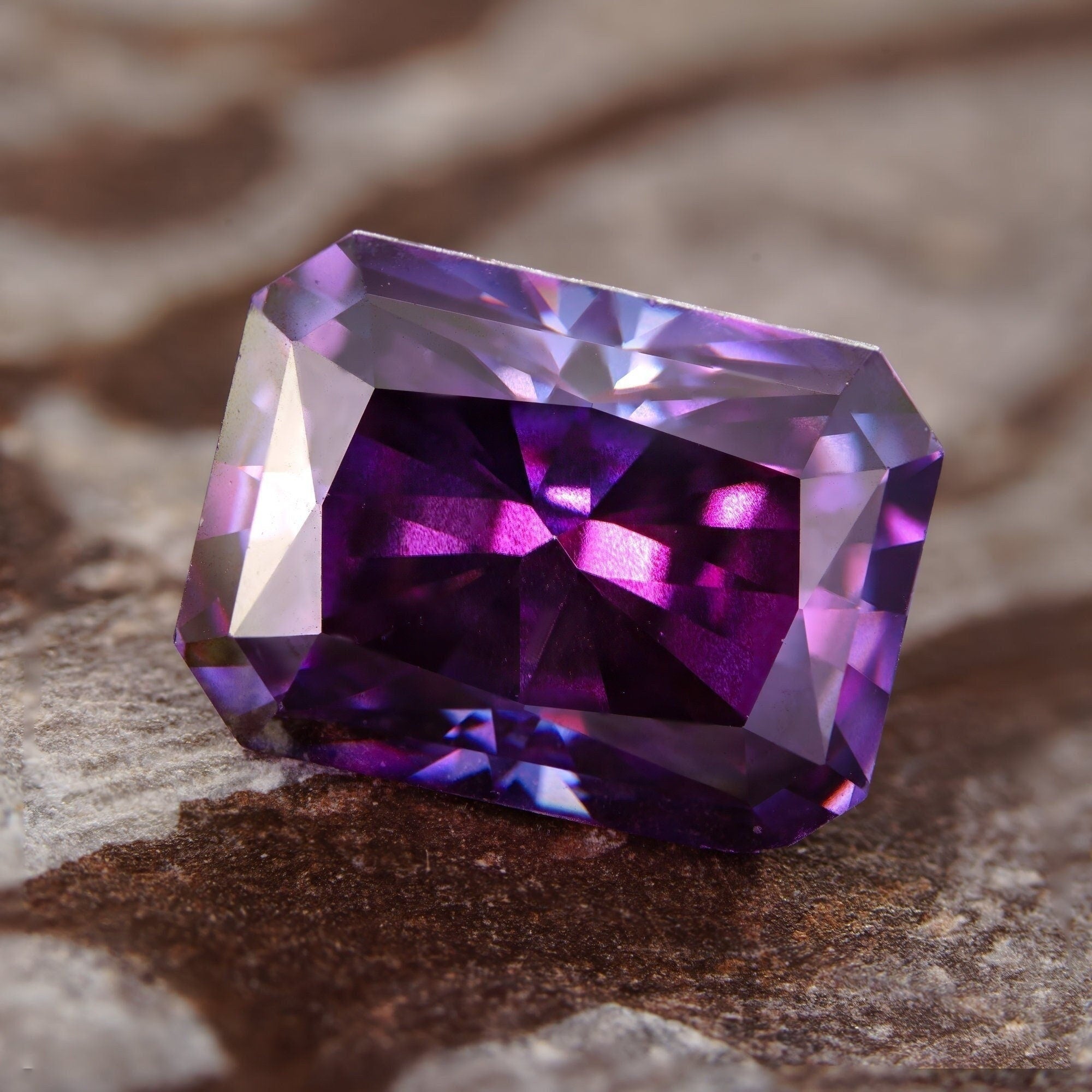 Radiant cut loose purple moissanite certified vvs1 gra imperial purple colored moissanite beads